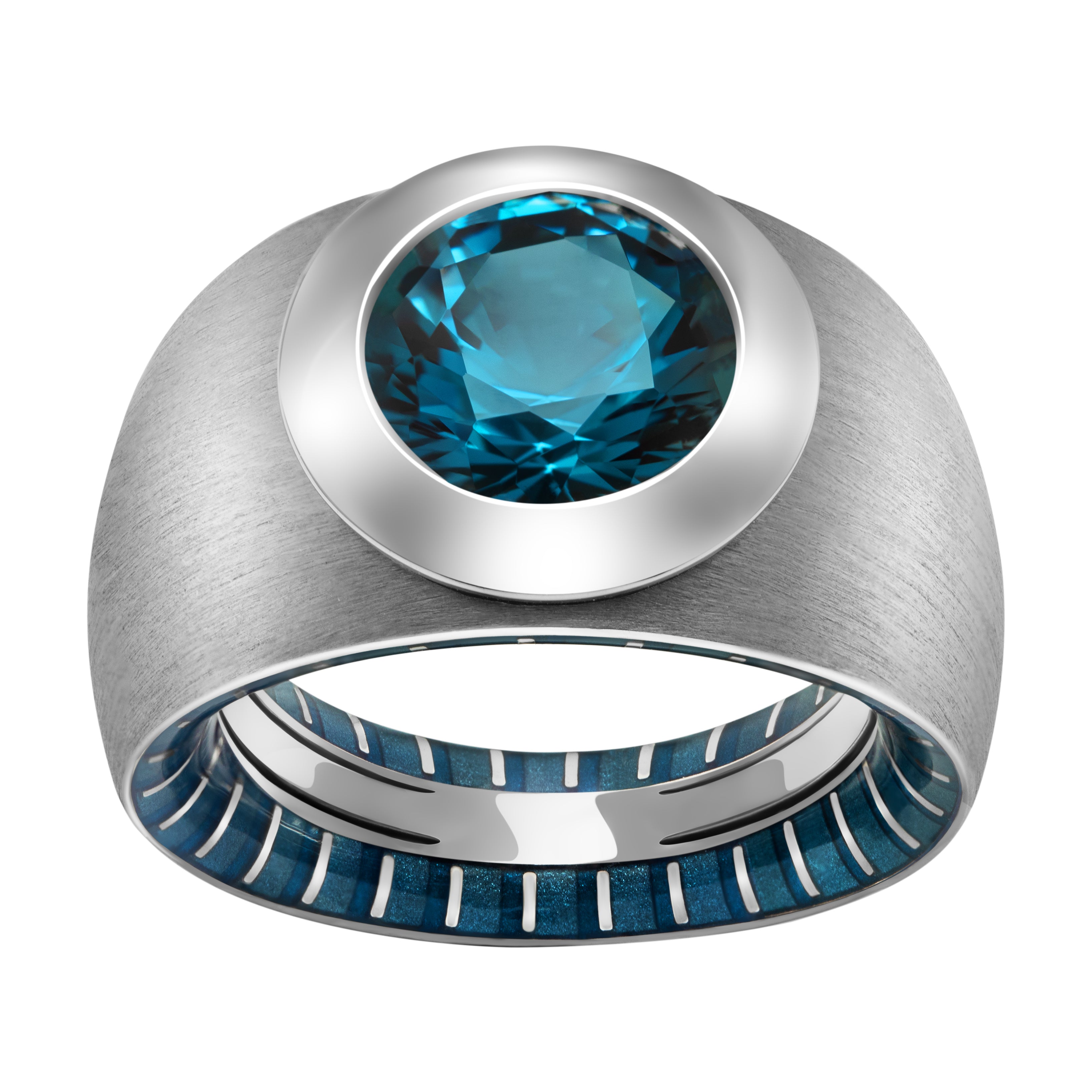 Enamel, London Topaz, 18K White Gold Ring, R 0178-41