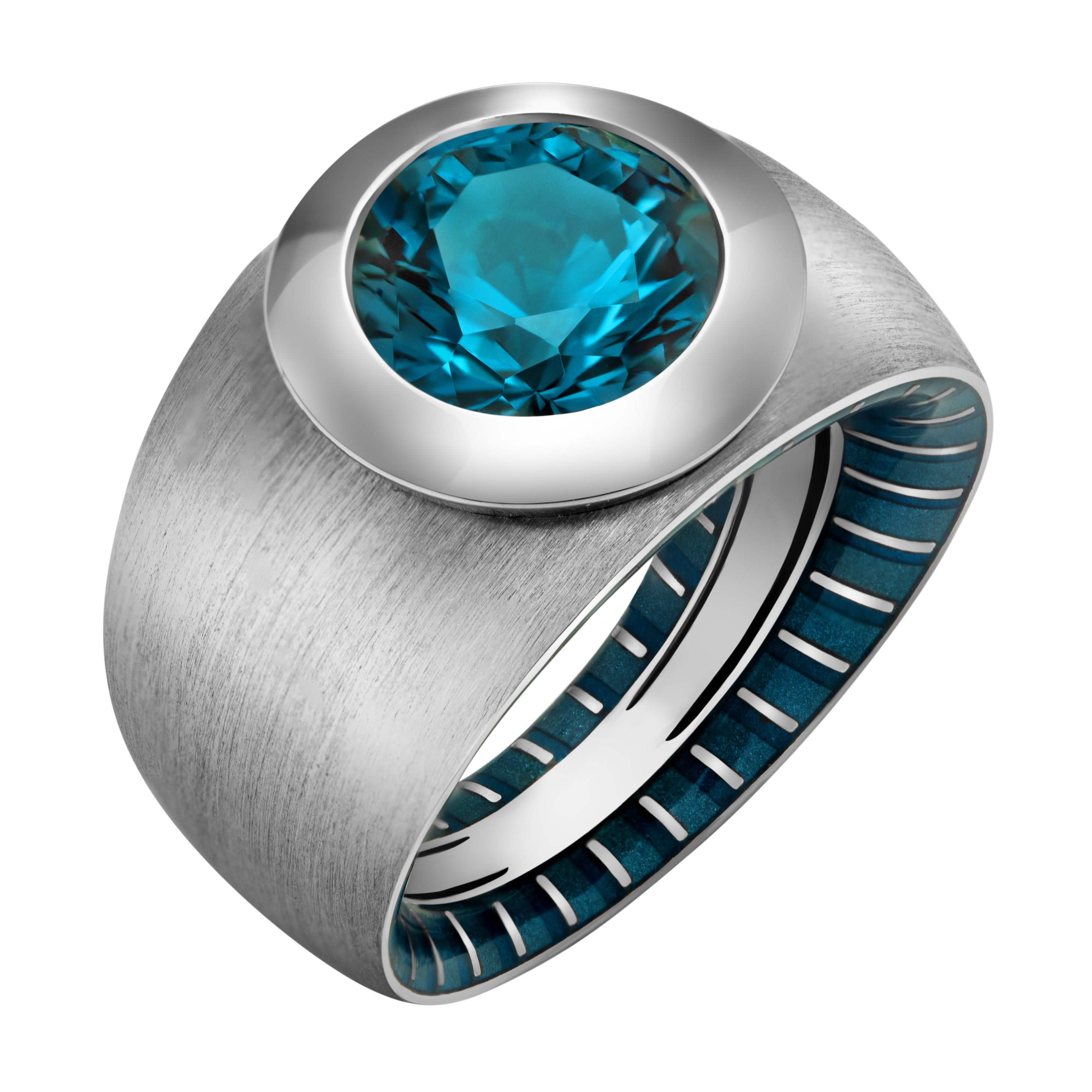 Enamel, London Topaz, 18K White Gold Ring, R 0178-41