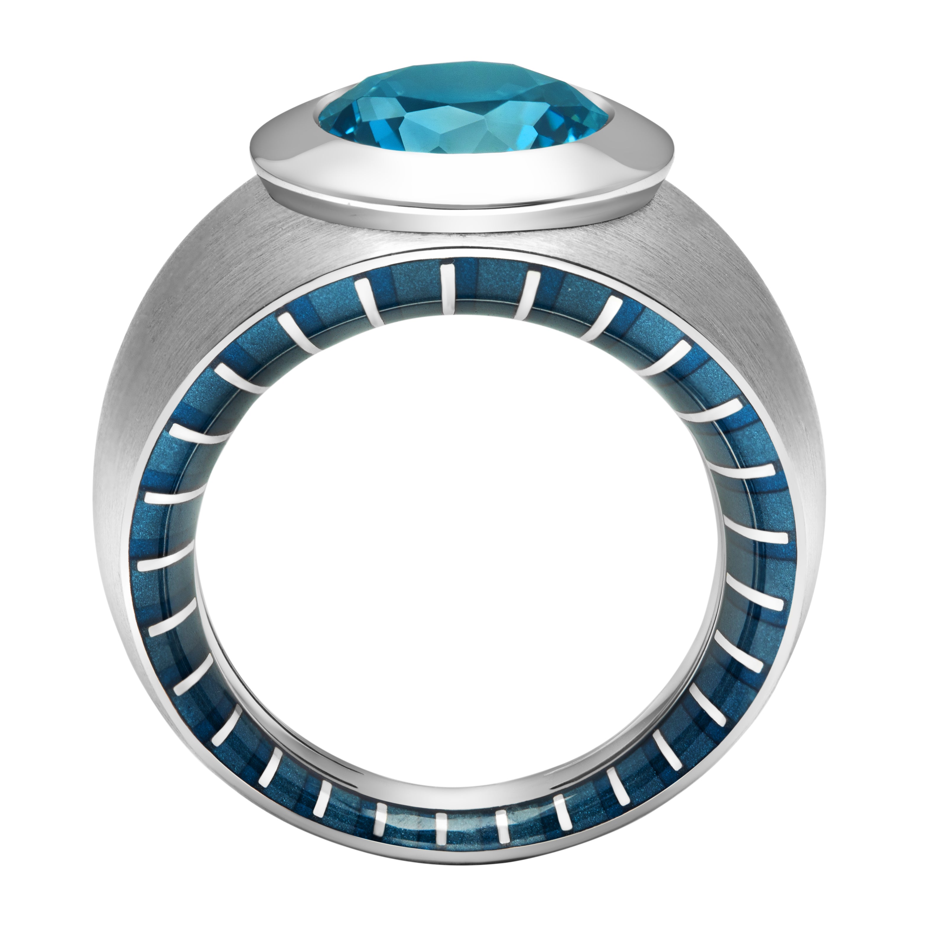 Enamel, London Topaz, 18K White Gold Ring, R 0178-41