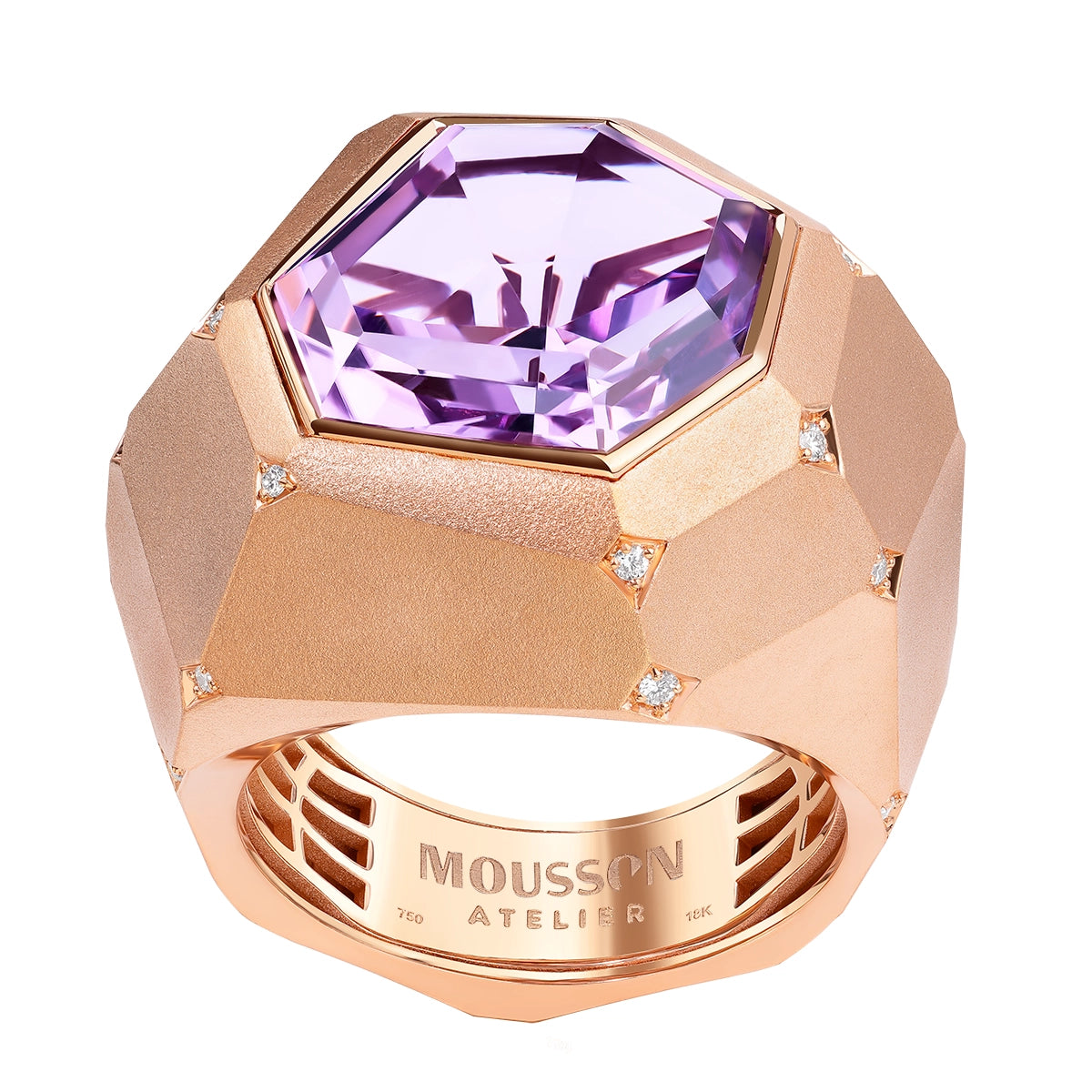 Amethyst Diamonds 18K Rose Gold Ring, R 0190-0