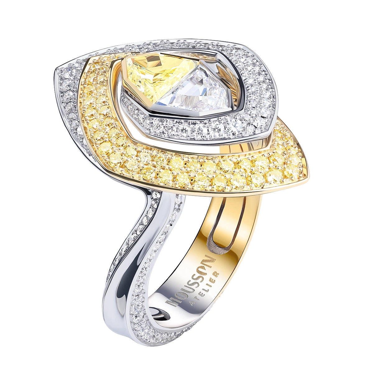 Yellow and White Diamonds, 18K White and Yellow Gold Ring, R 0200-24