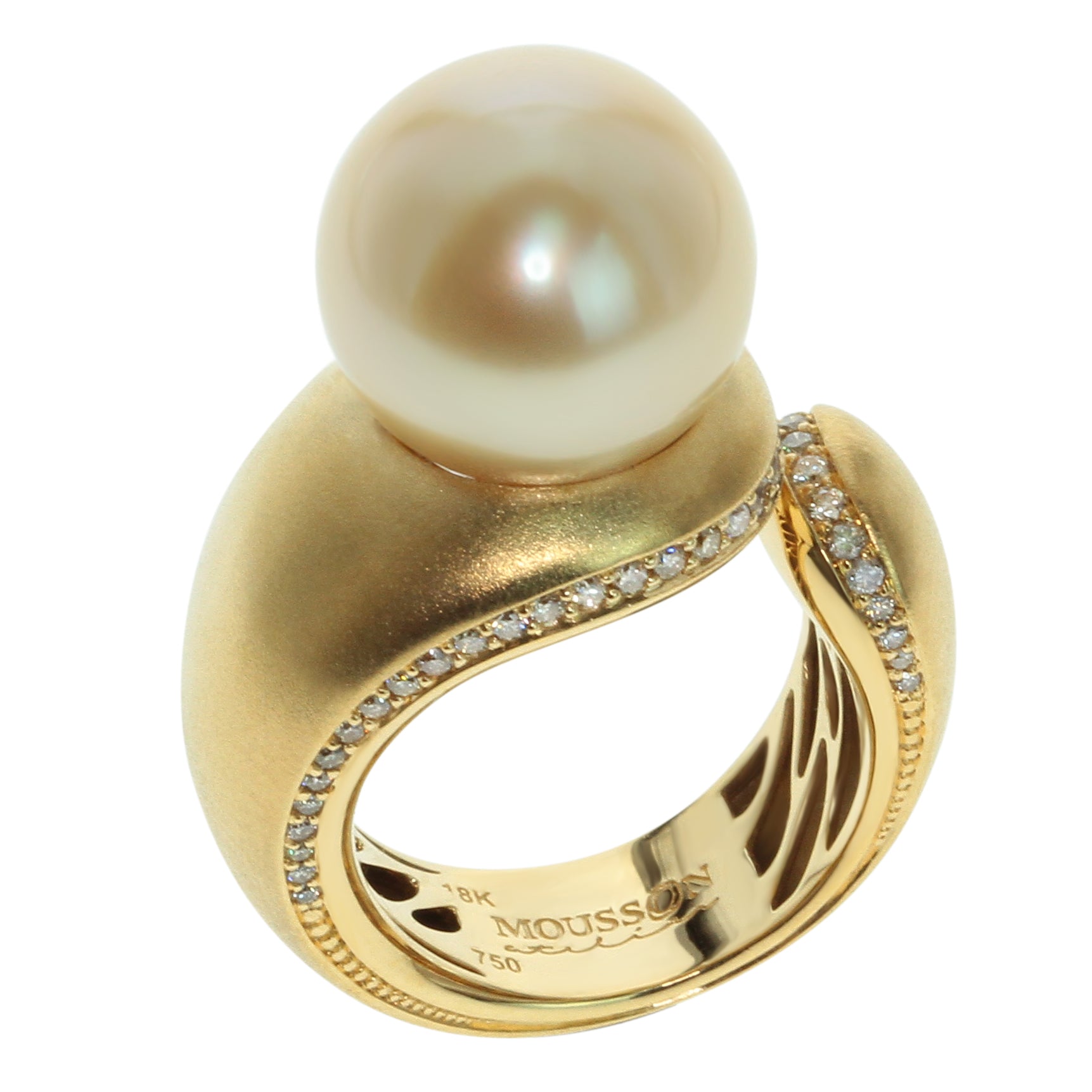 R 0216-0, 18K Yellow Gold, South Sea Pearl, Diamonds Ring