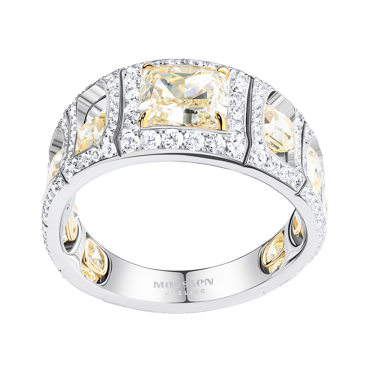 GIA certified Fancy Yellow Diamond, 18K White and Yellow Gold Ring, R 0226-0
