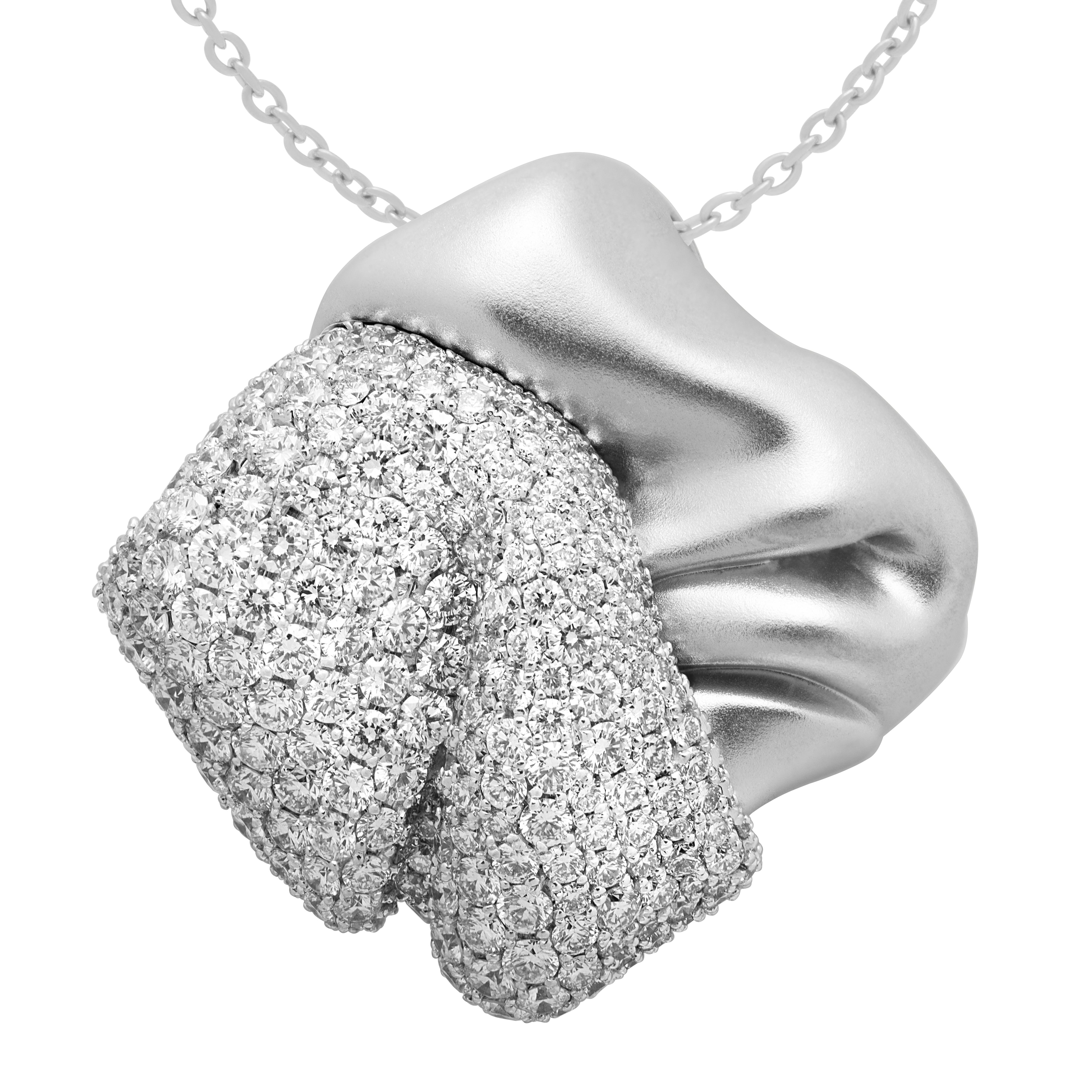 Diamonds 18K White Matte Gold Pendant, P 0132-1