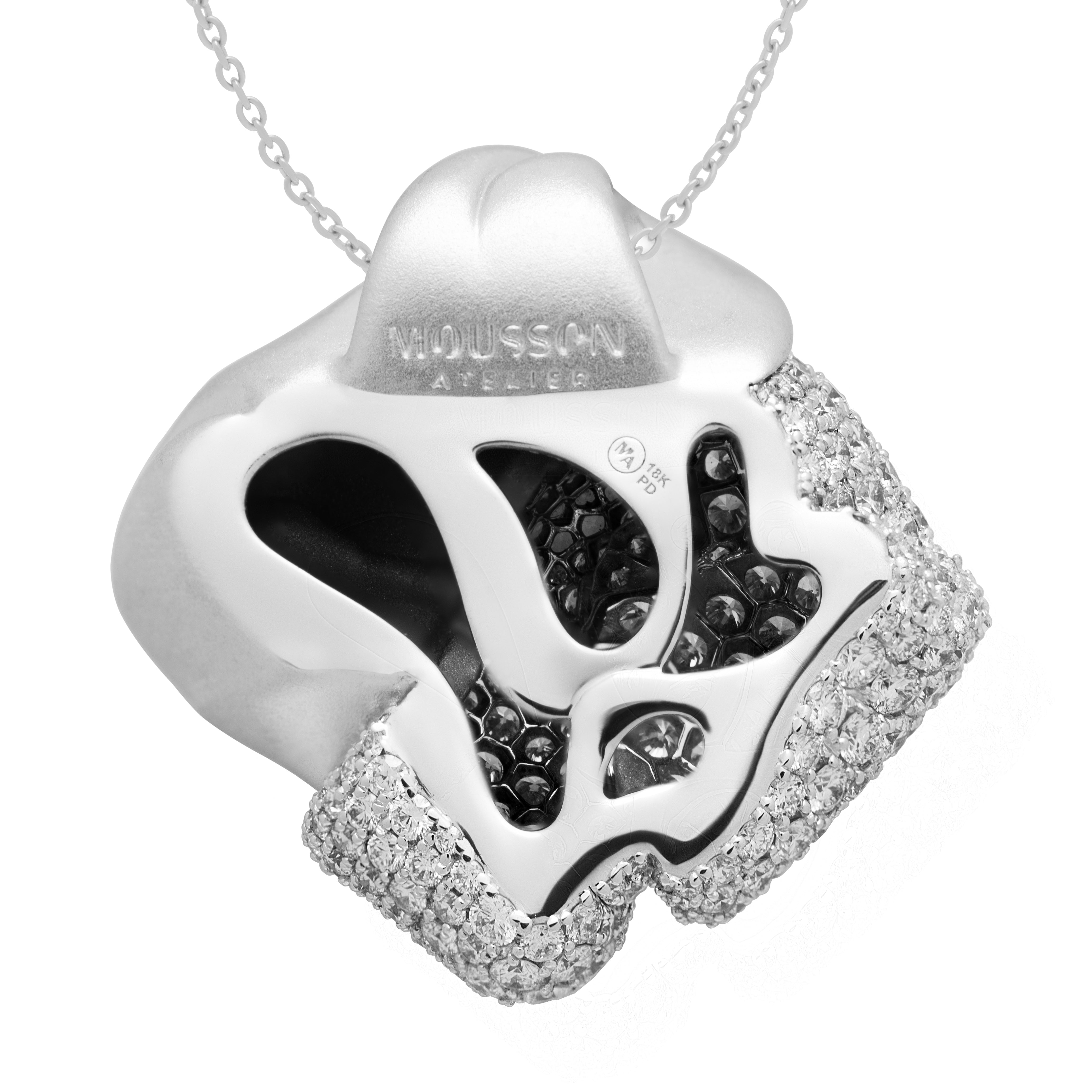 Diamonds 18K White Matte Gold Pendant, P 0132-1