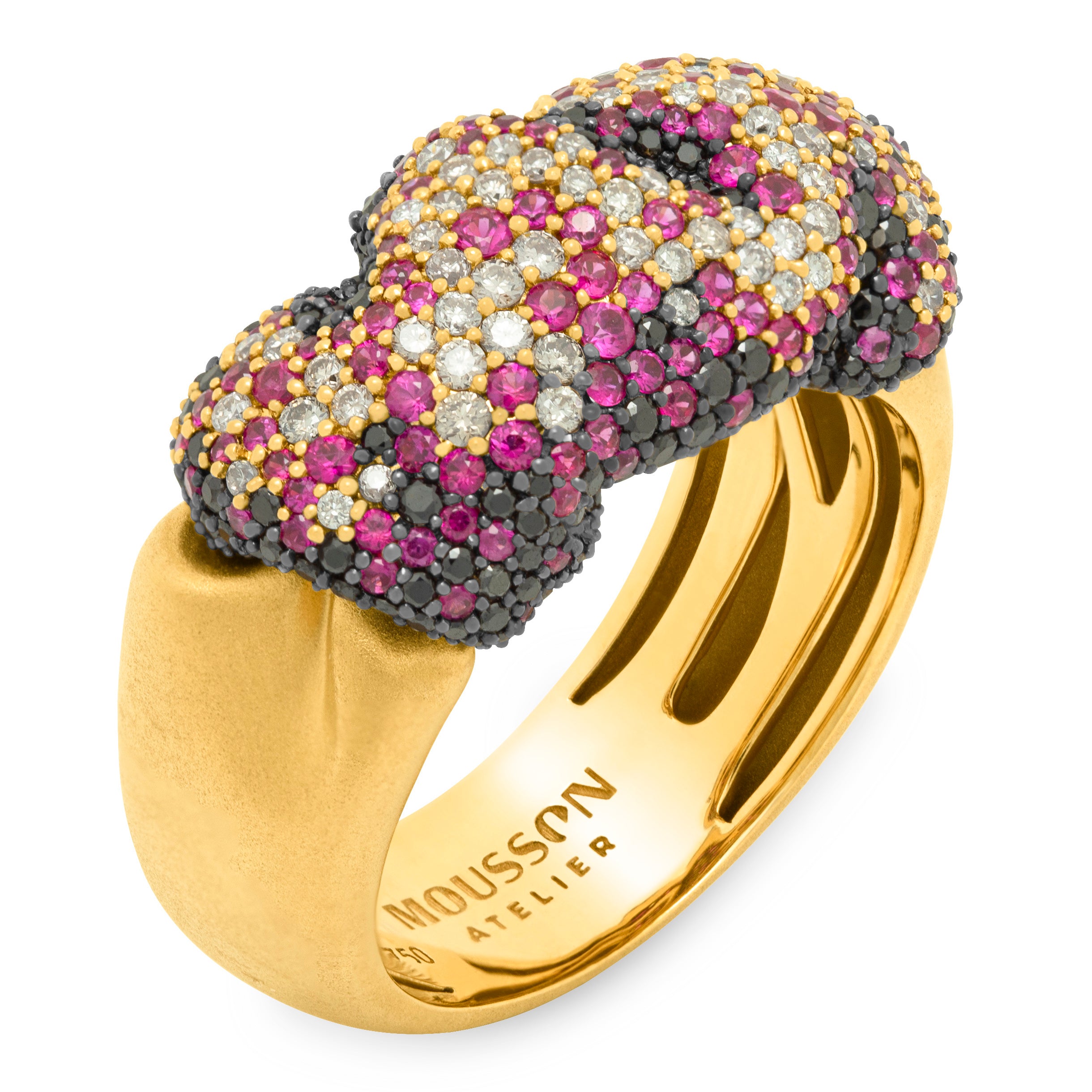 Ruby, Champagne and Black Diamonds 18K Yellow Gold Ring, R 0132-3