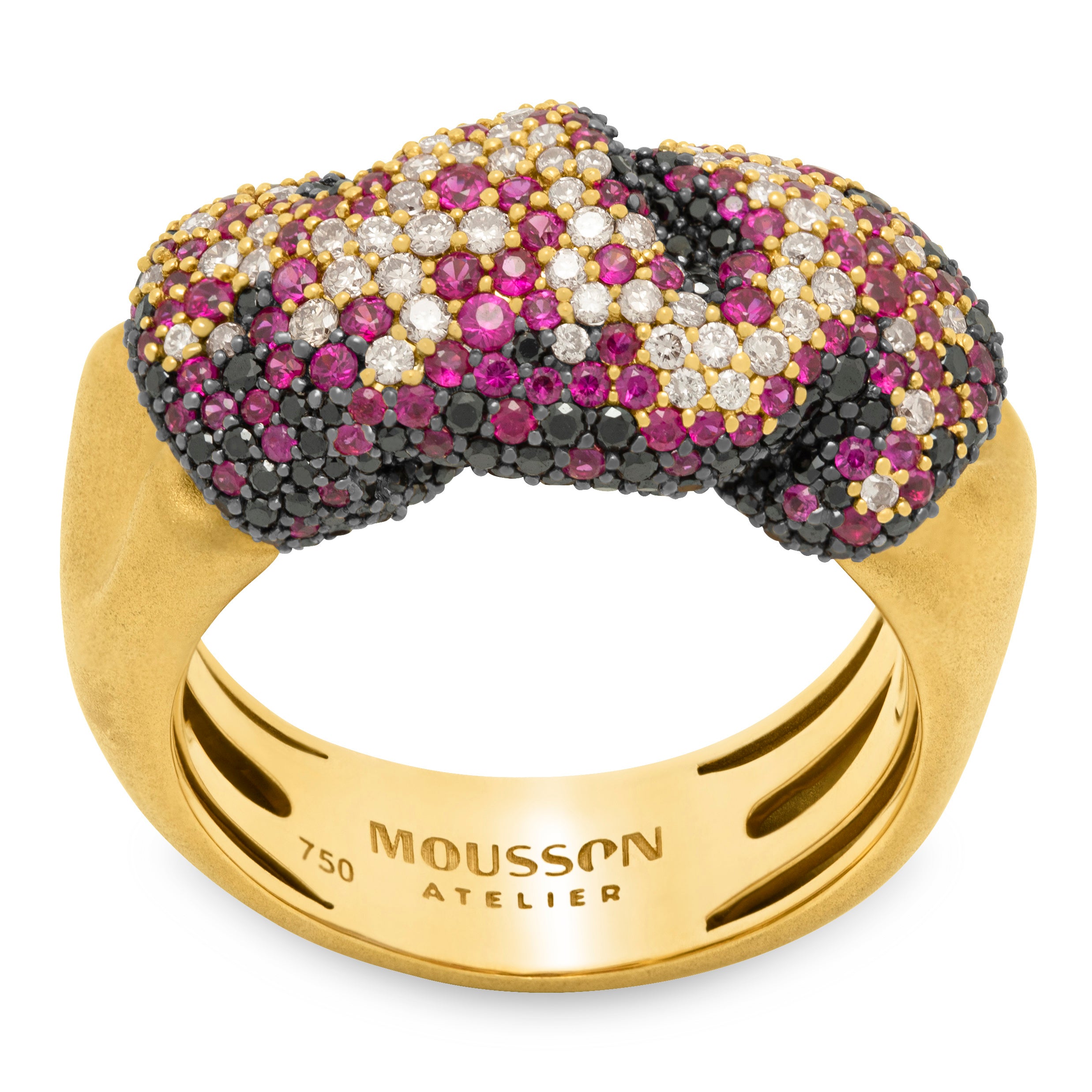 Ruby, Champagne and Black Diamonds 18K Yellow Gold Ring, R 0132-3