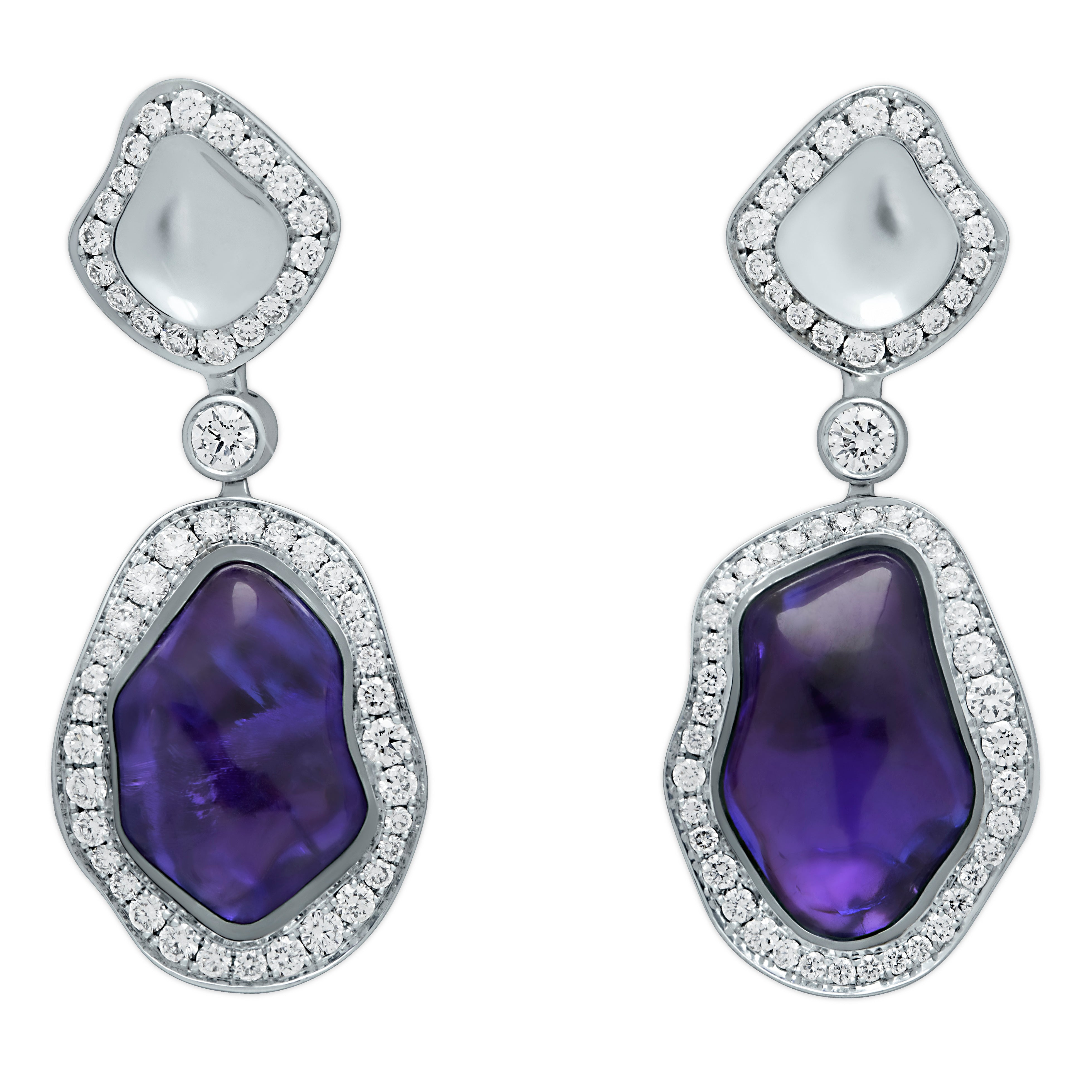 Tanzanite, Diamonds 18K White Gold Earrings, E 0030-20/1