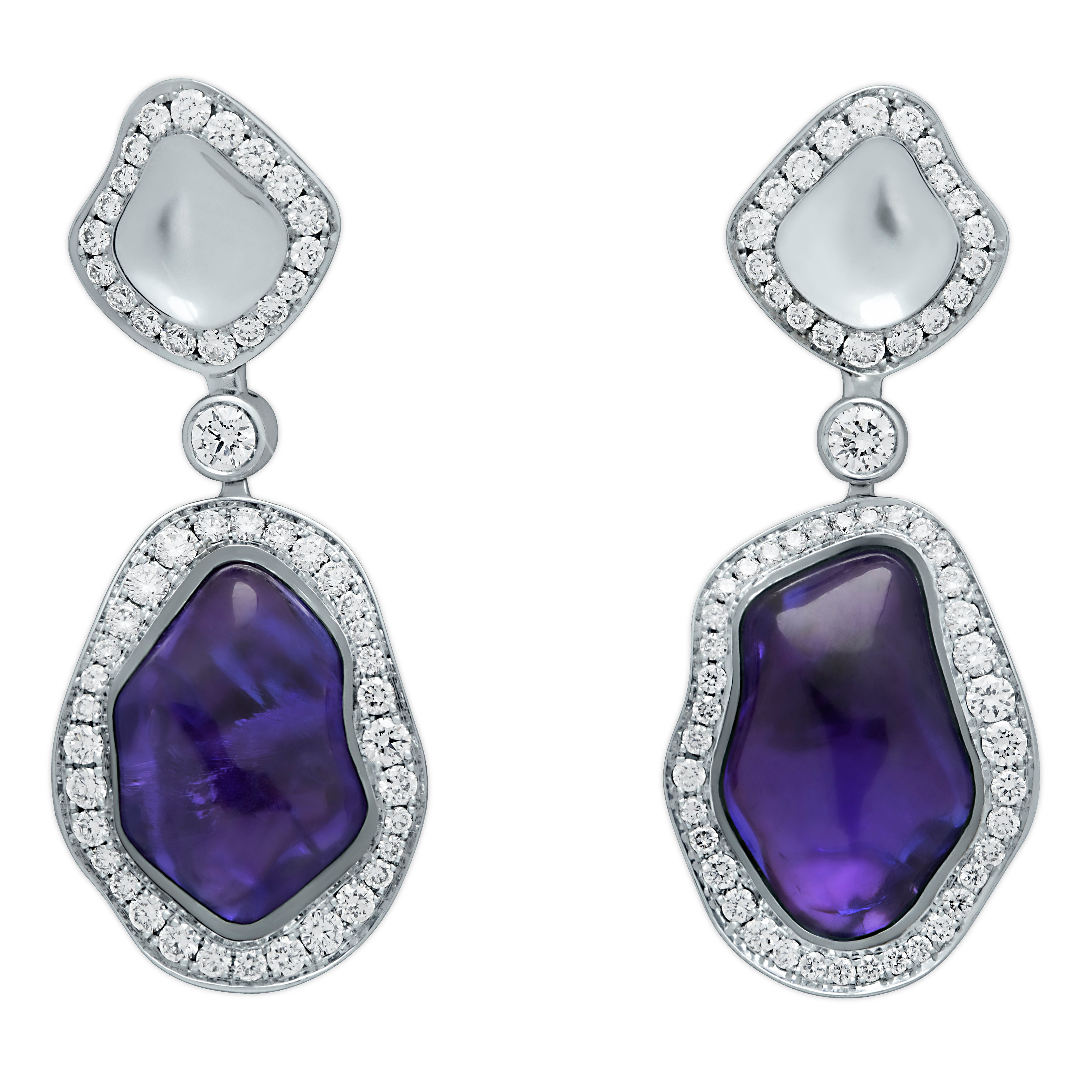 E 0030-20/1 18K White Gold, Tanzanite, Diamonds Earrings