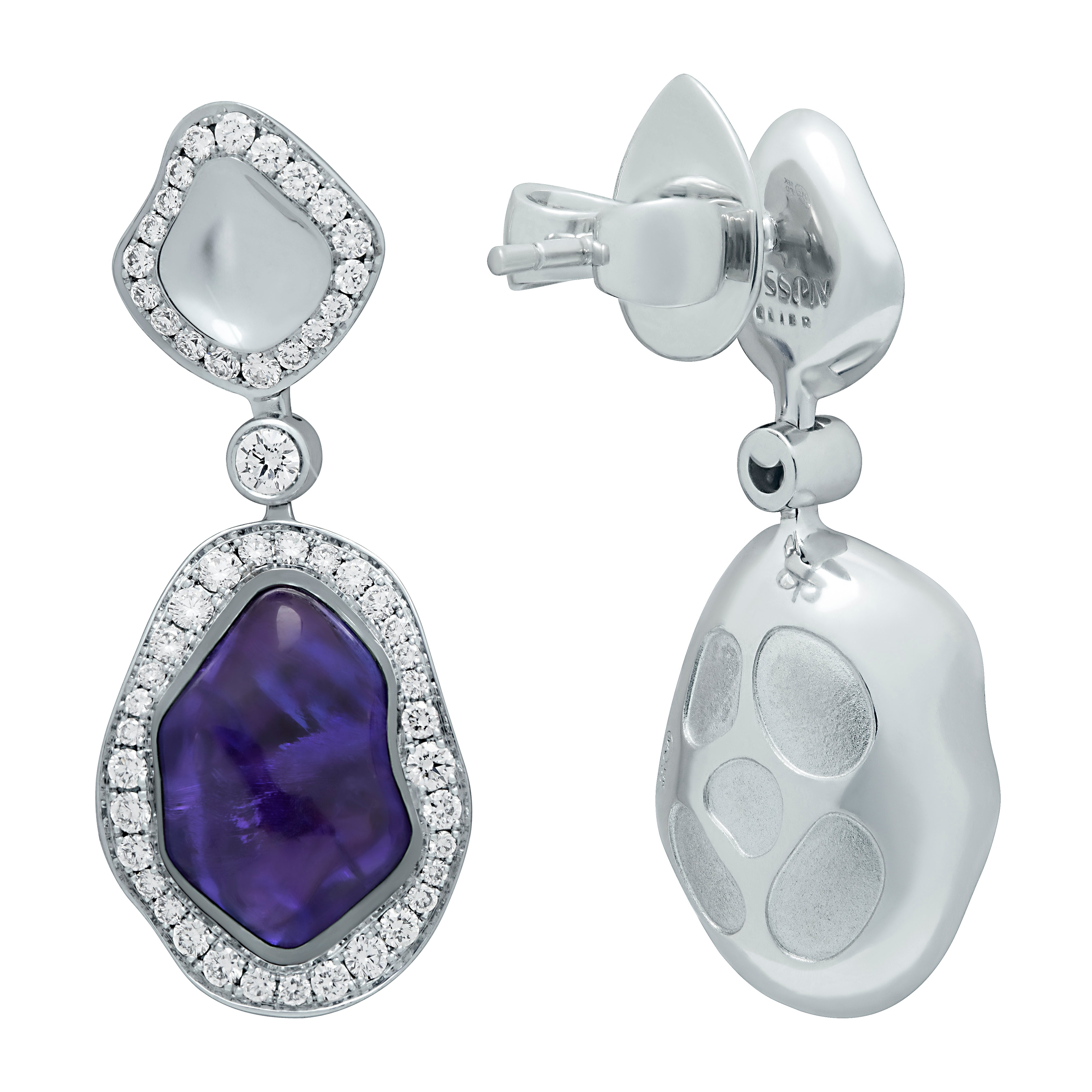 E 0030-20/1 18K White Gold, Tanzanite, Diamonds Earrings