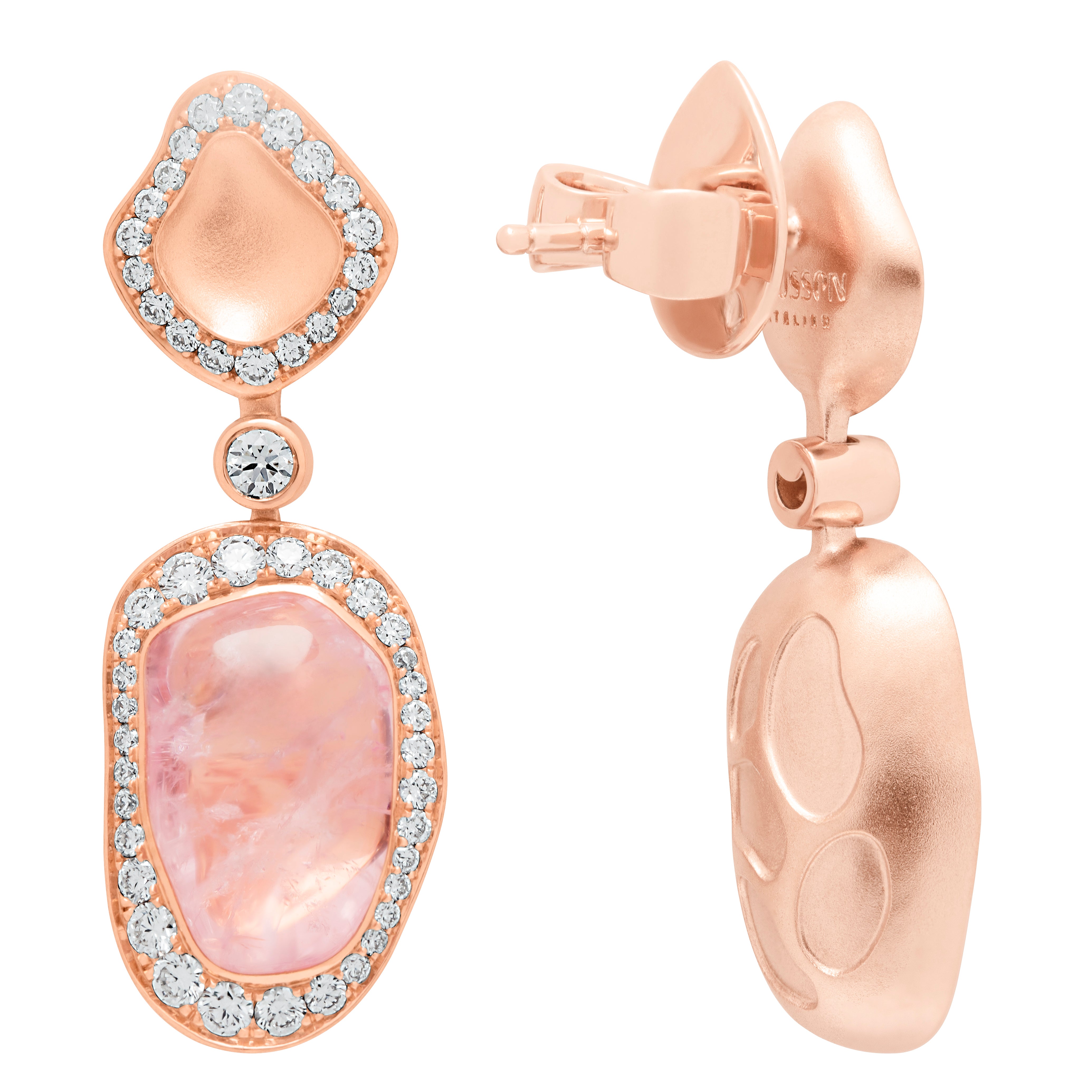 E 0030-36/1 18K Rose Gold, Morganite, Diamonds Earrings