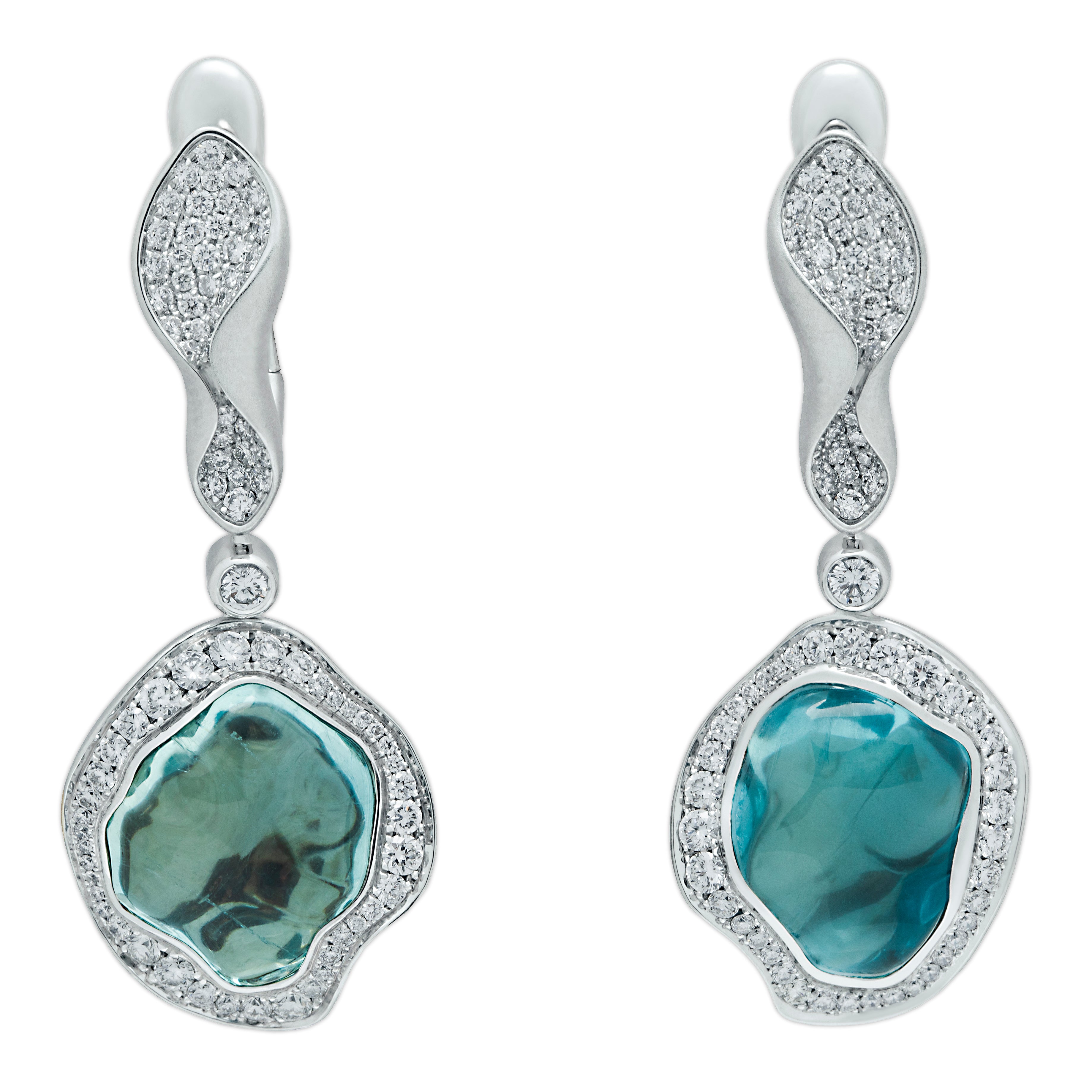 E 0030-6/1 18K White Gold, Aquamarine, Diamonds Earrings