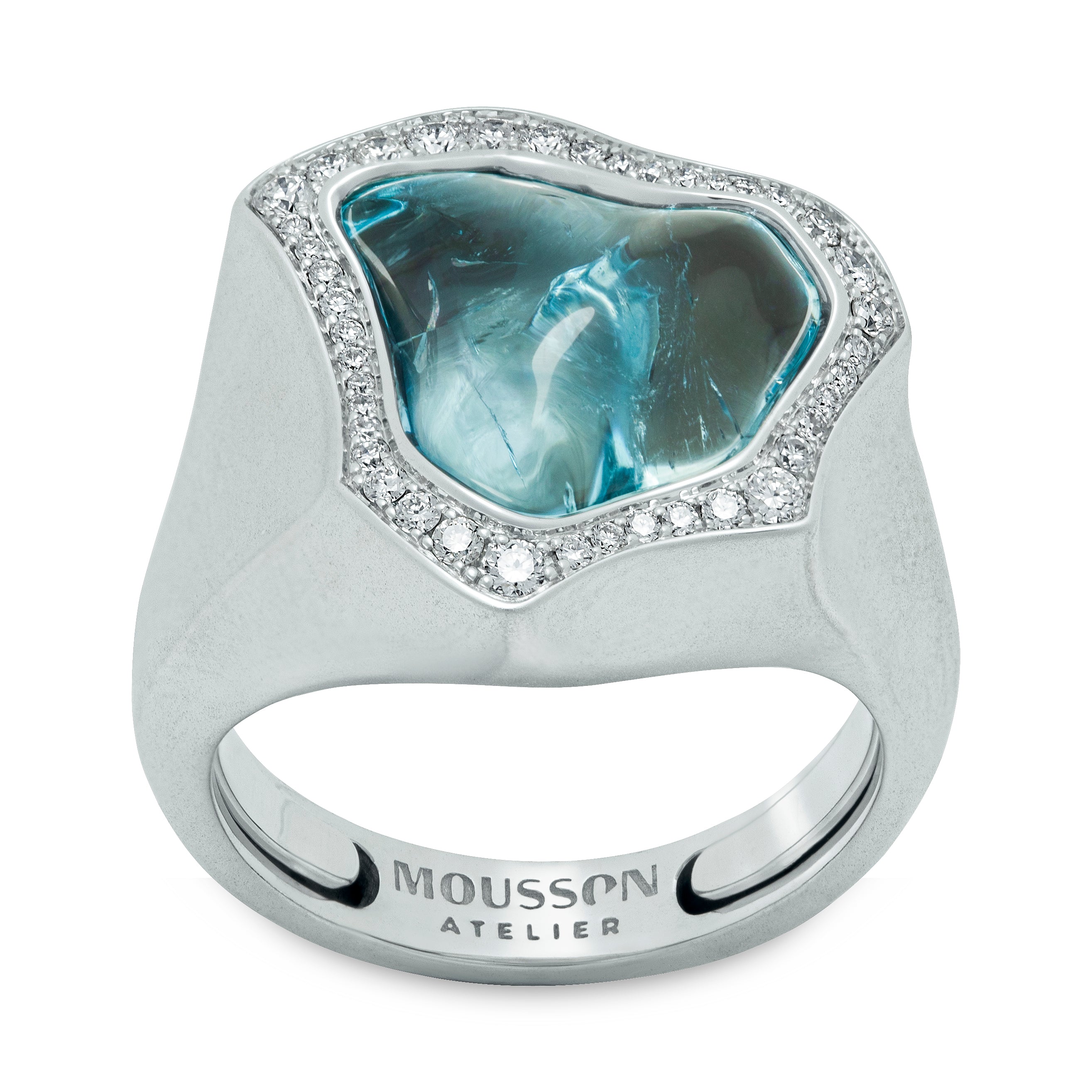 Aquamarine, Diamonds 18K White Gold Ring, R 0030-6/1