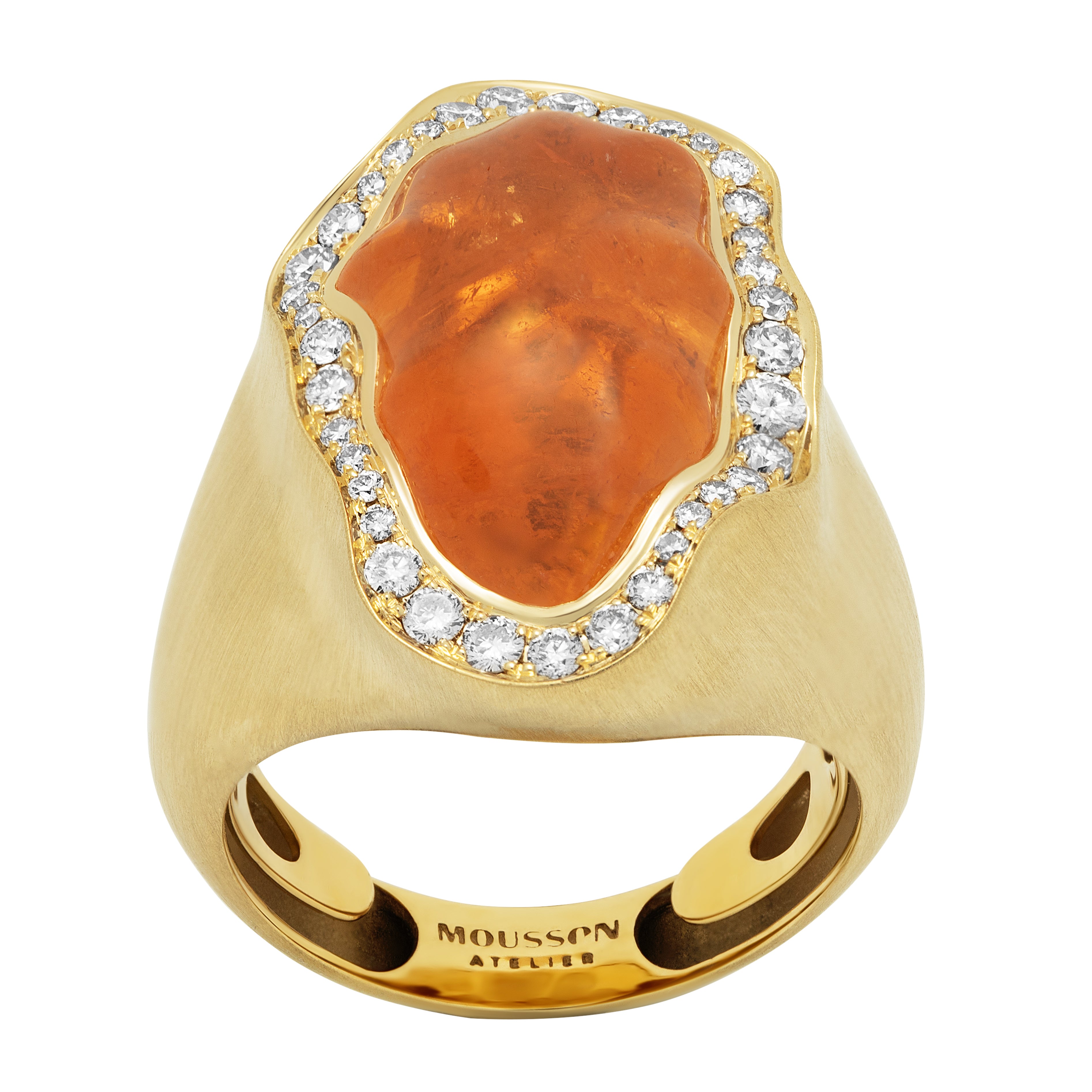 R 0030-83/1 18K Yellow Gold, Spessartine, Diamonds Ring