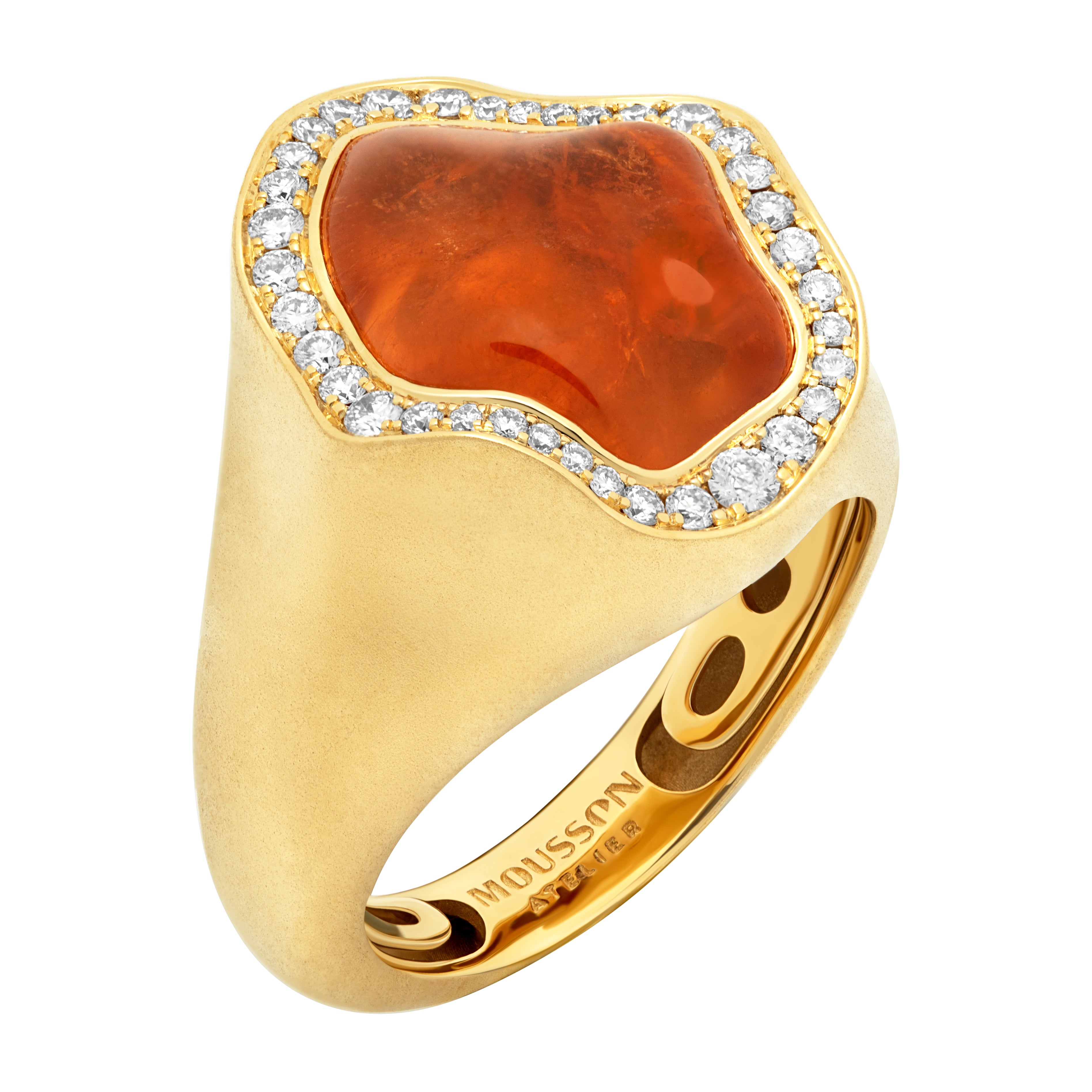 Spessartine Garnet, Diamonds Ring 18K Yellow Gold, R 0030-84/1
