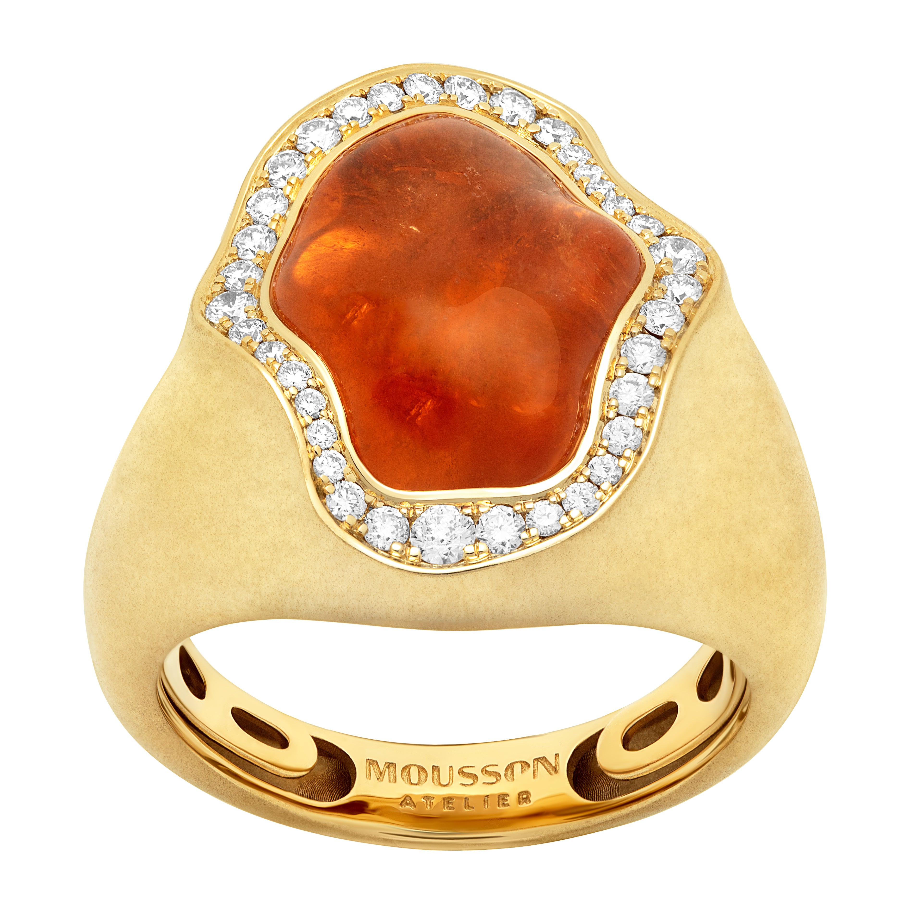 Spessartine Garnet, Diamonds Ring 18K Yellow Gold, R 0030-84/1