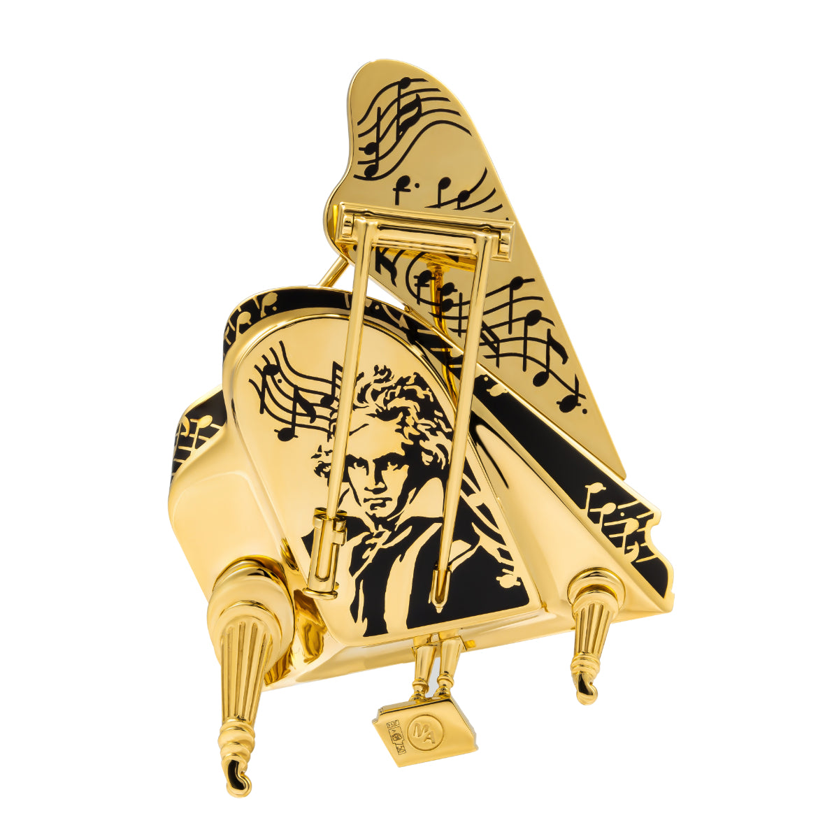 Enamel, Diamonds 18K Yellow Gold Piano Brooch, Brs 0267-5
