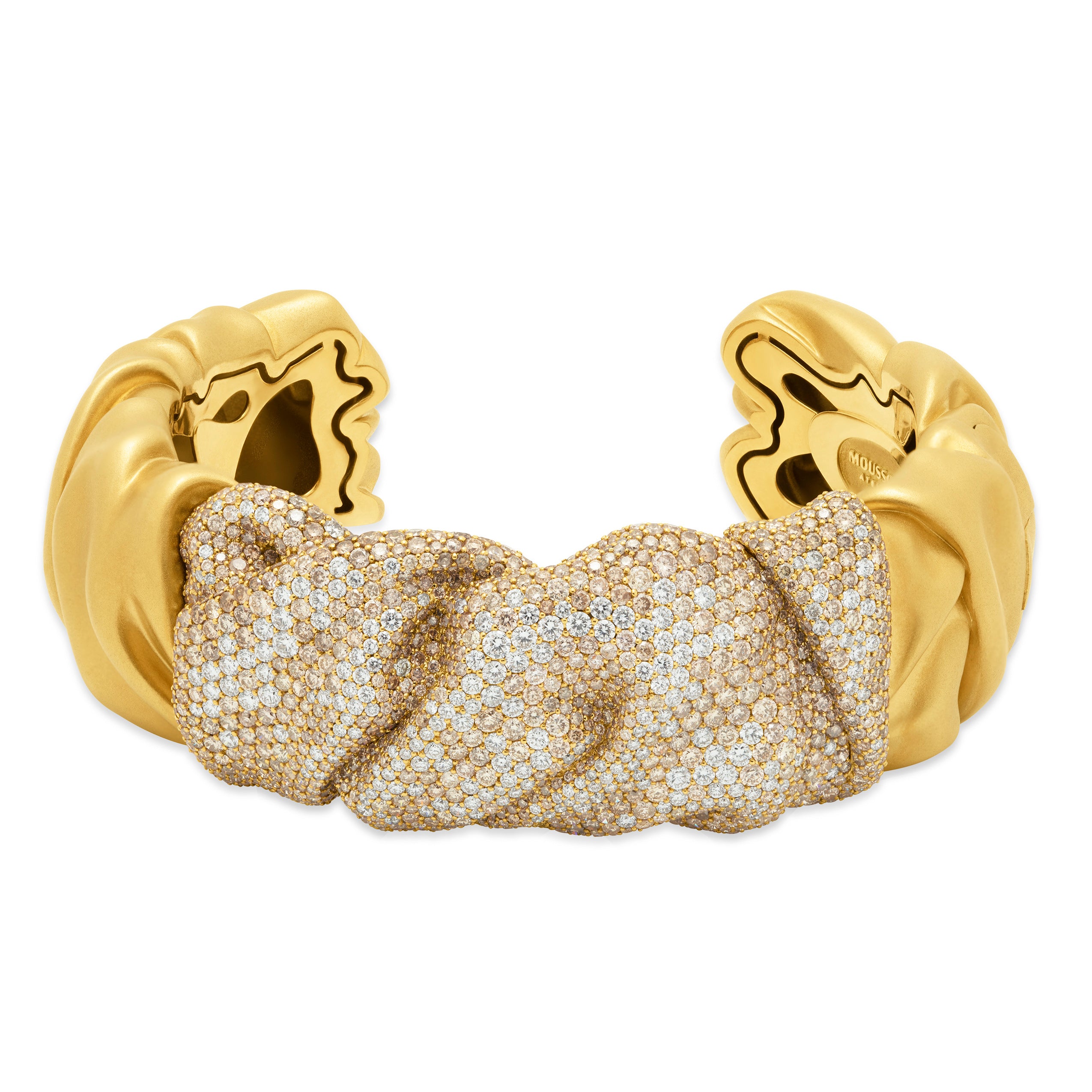 White and Champagne Diamonds 18K Yellow Gold Bracelet, Br 0132-0