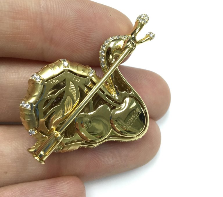18K Yellow Gold, Yellow Sapphires, Diamonds Snail Brooch, Brs 0166-0