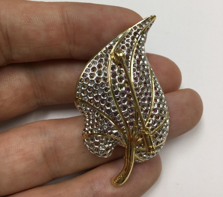 Brs 0179-0, 18K Yellow and White Gold, Multi-Color Sapphires, Diamonds Frog Brooch