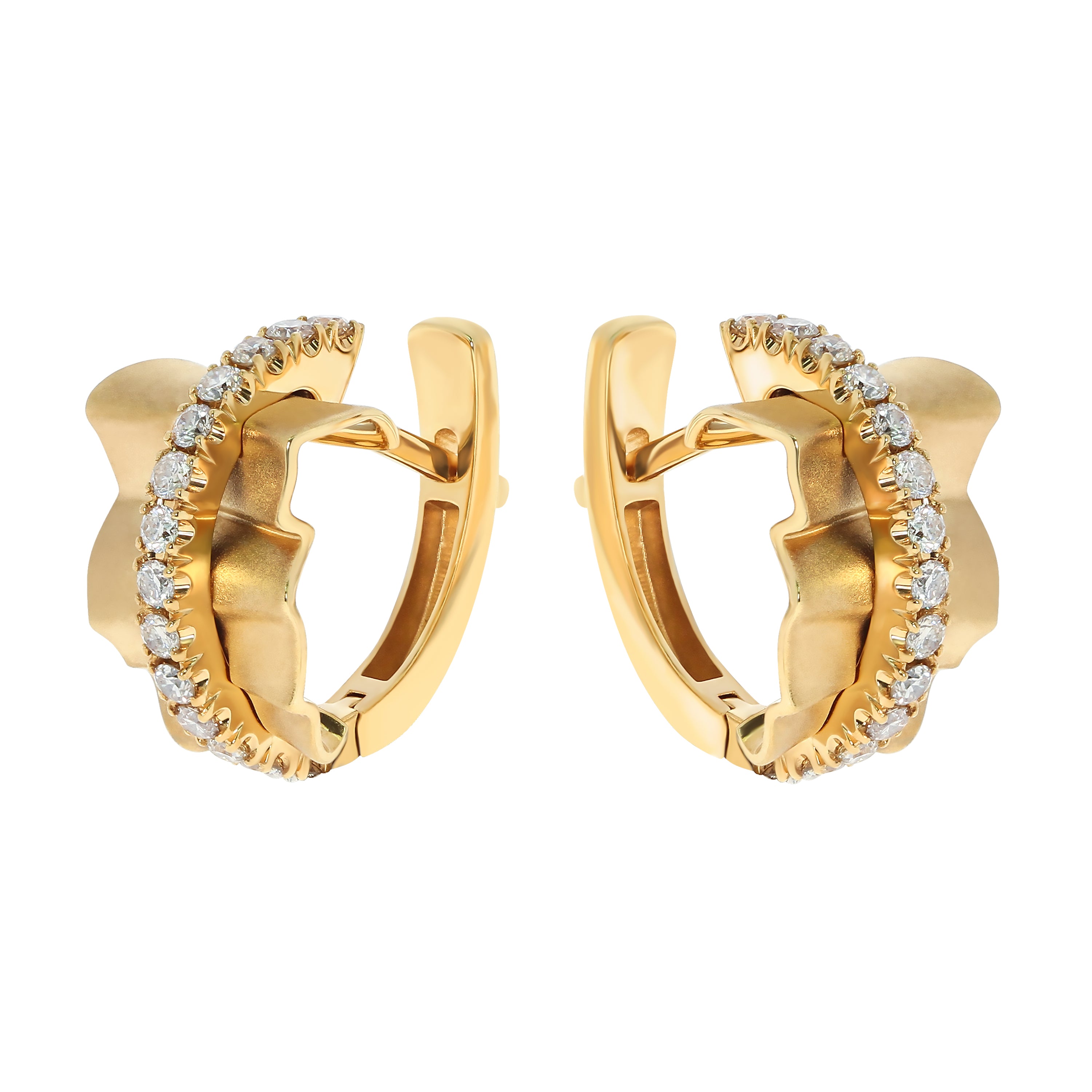 E 0002-0, 18K Yellow Gold, Champagne Diamonds Earrings