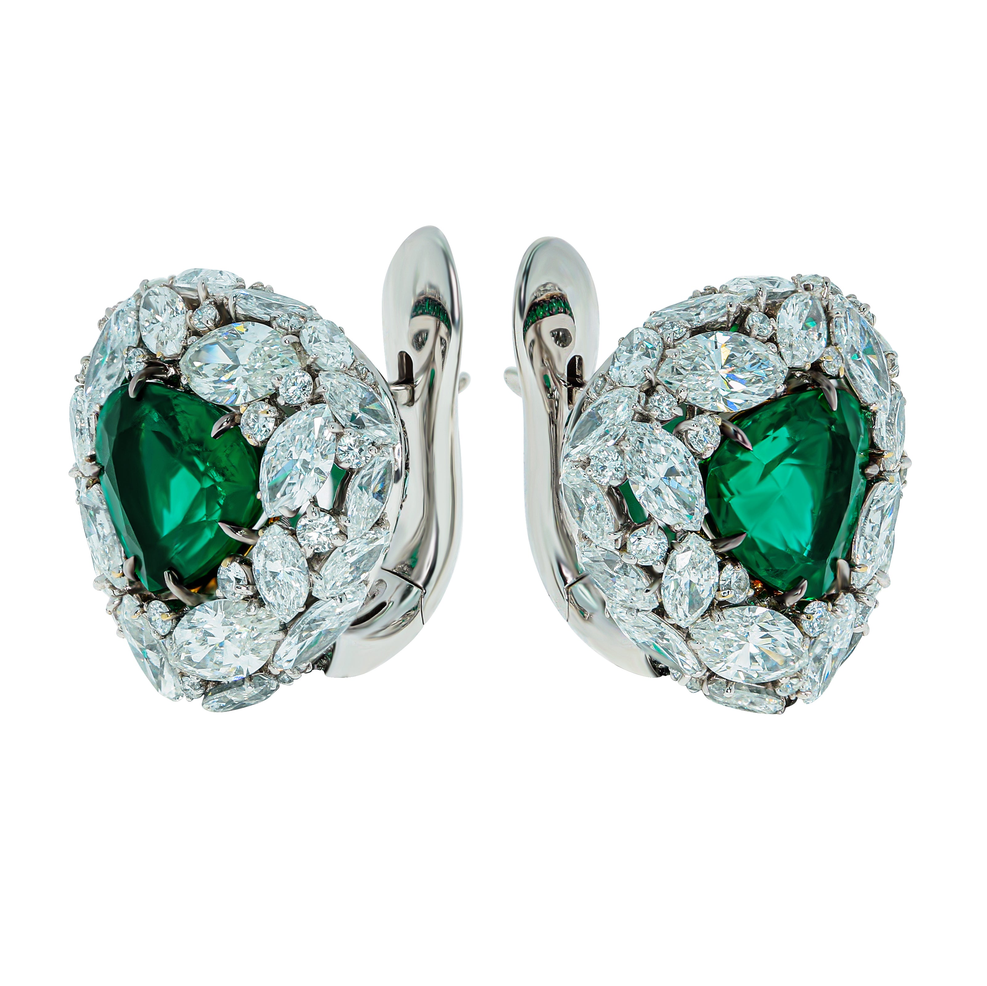 Emerald, Diamonds 18K White Gold Earrings, E 0114-0/1