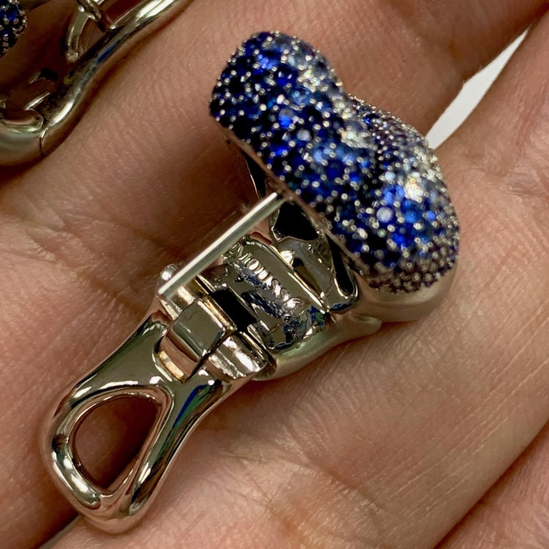 E 0132-0, 18K White Gold, Sapphires, Diamonds Ring