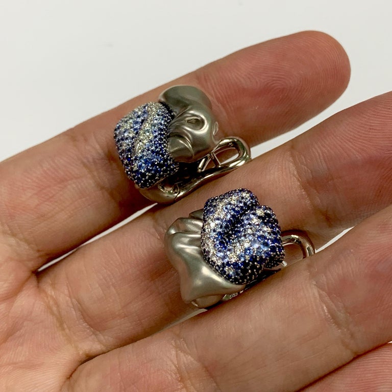E 0132-0, 18K White Gold, Sapphires, Diamonds Ring