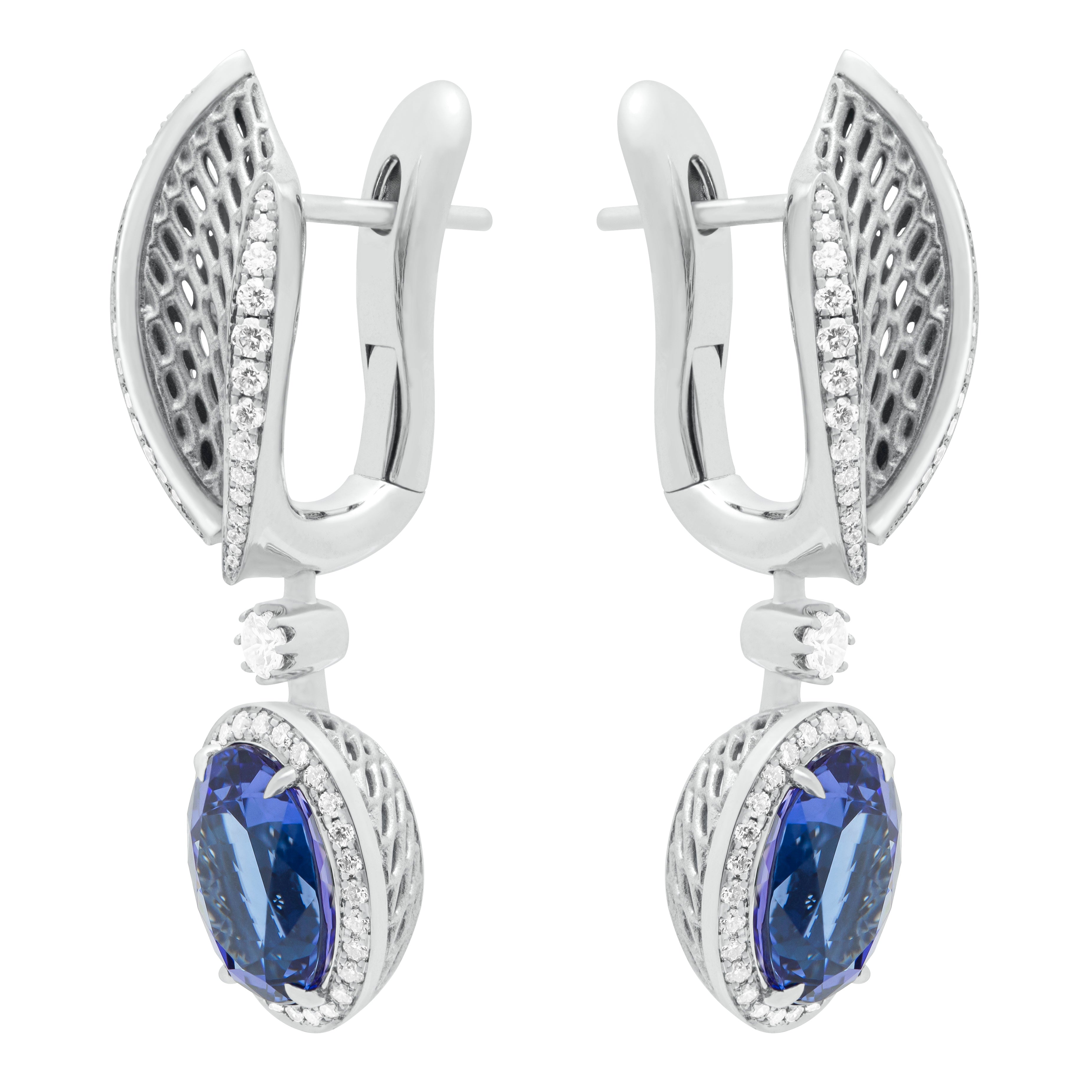 Tanzanite, Diamonds 18K White Gold Earrings, E 0144-22