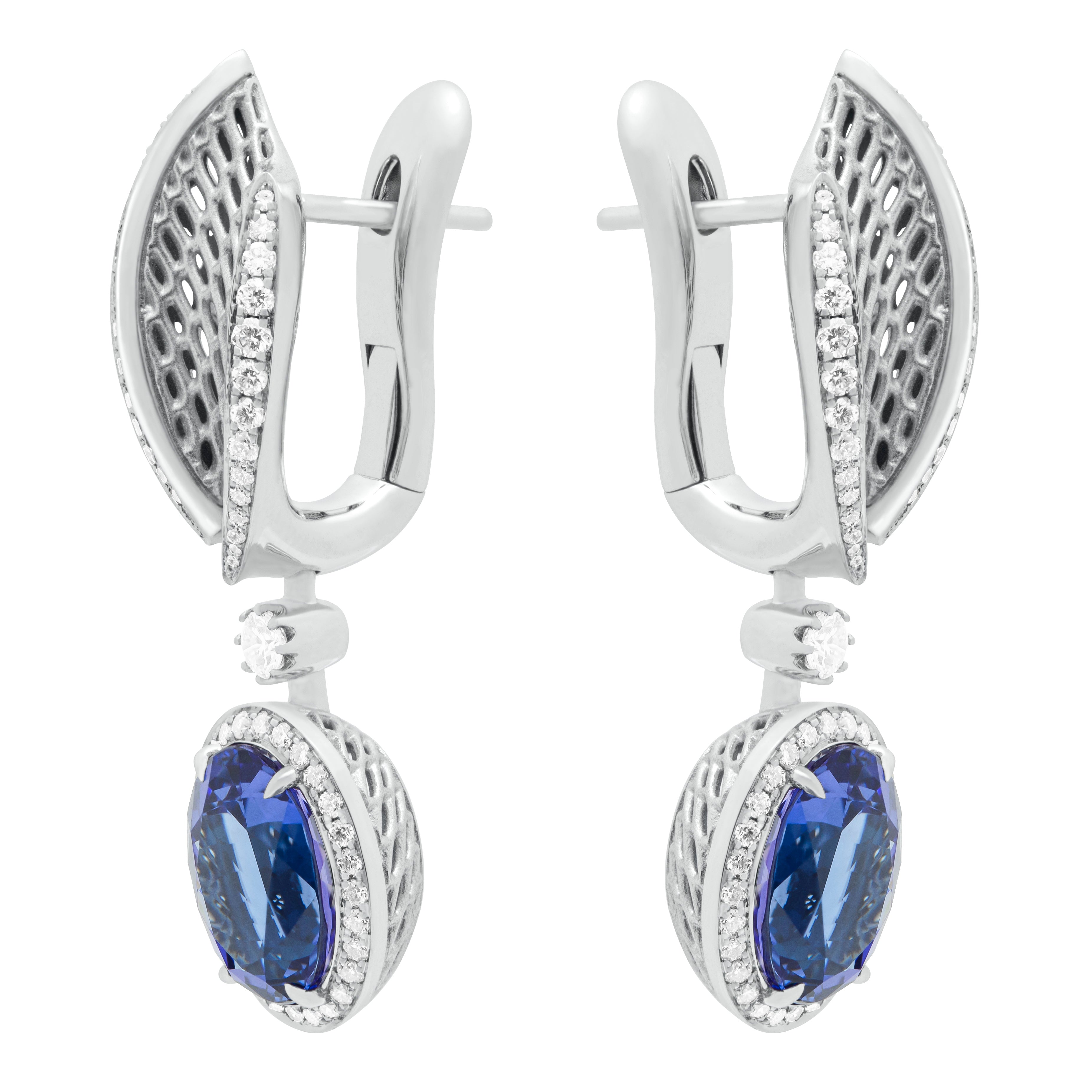 E 0144-22, 18K White Gold, Tanzanite, Diamonds Earrings