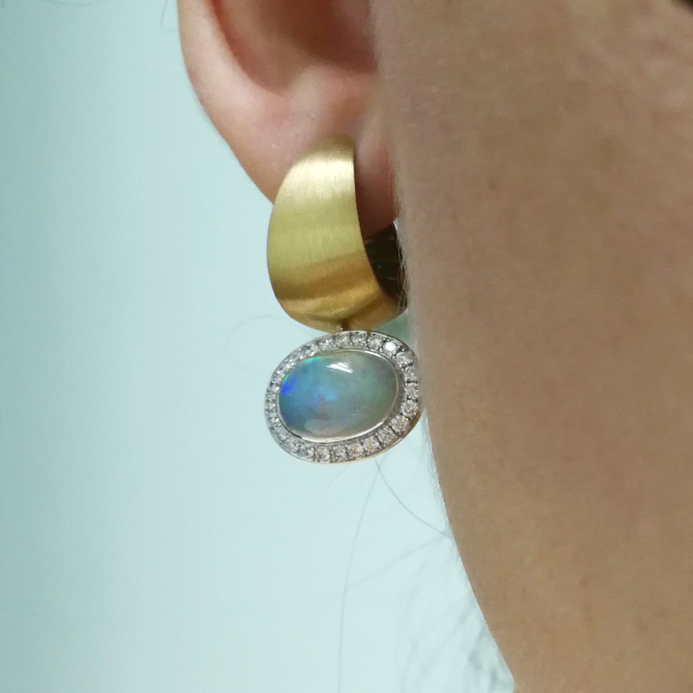 Enamel, Opal, Diamonds 18K Yellow Gold Earrings, E 0178-61
