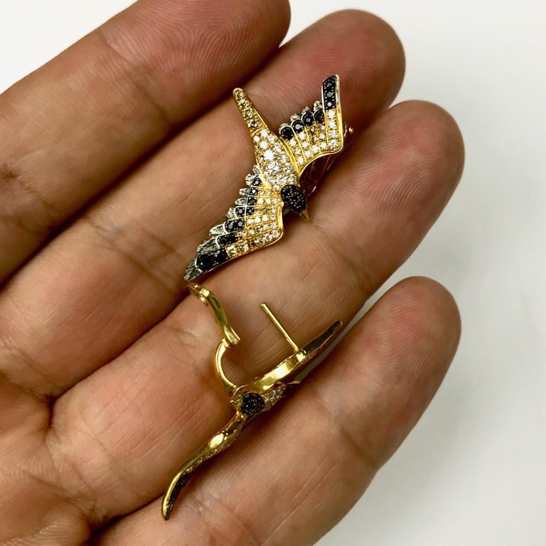 Champagne, White and Black Diamonds 18K Yellow Gold,  Earrings, E 0294-0