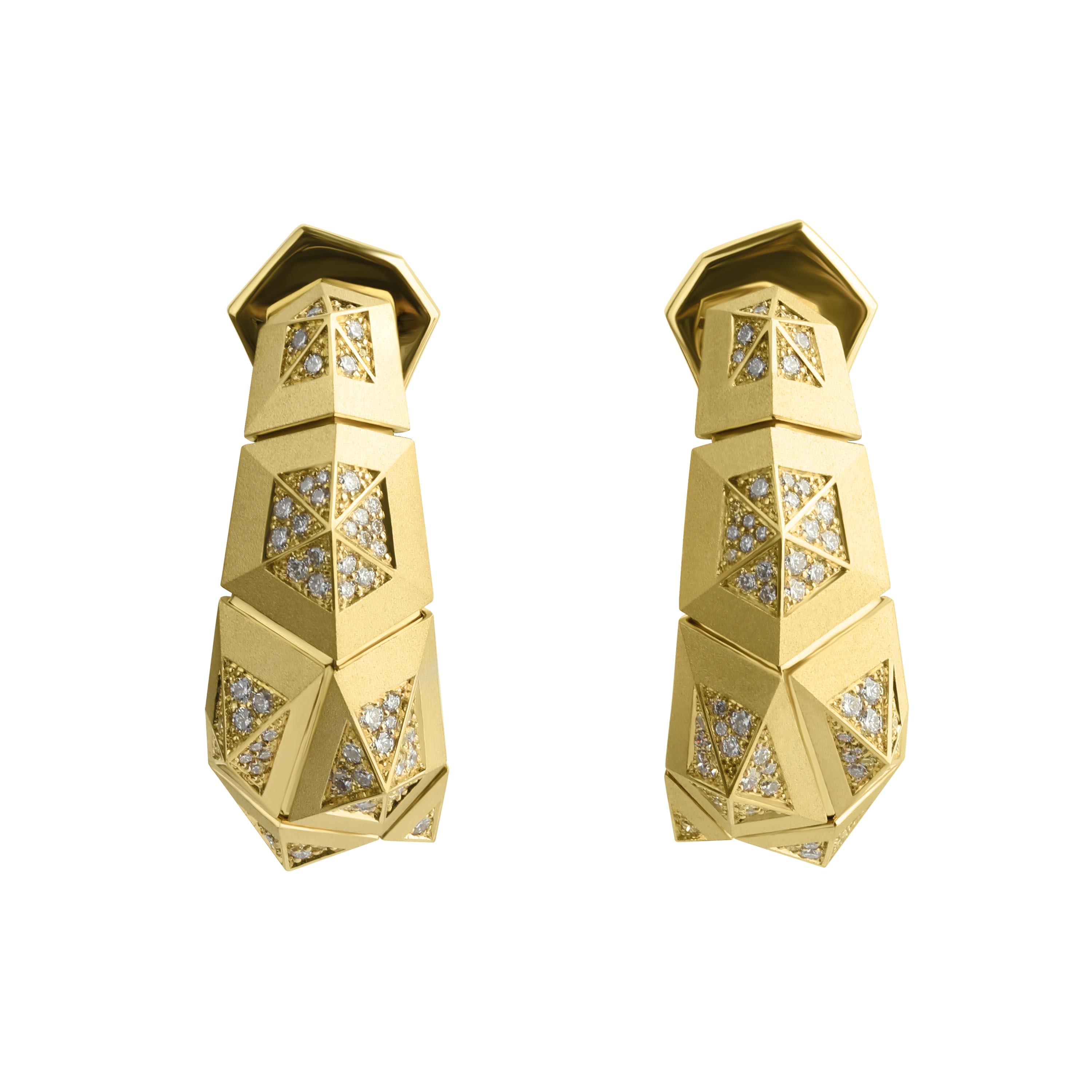 E 0191-4, 18K Yellow Gold, Diamonds Earrings