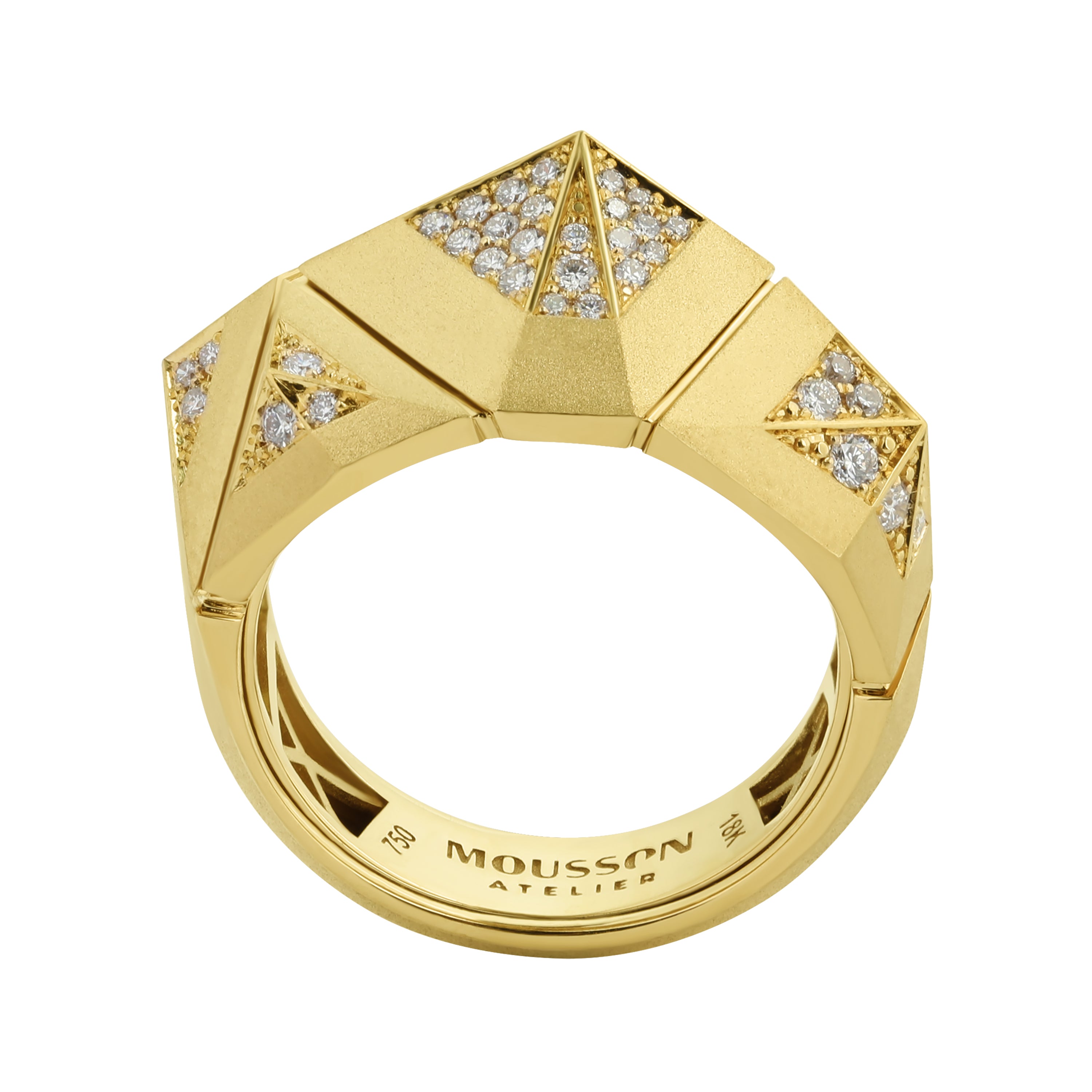 R 0191-3, 18K Yellow Matte Gold, Diamonds Ring