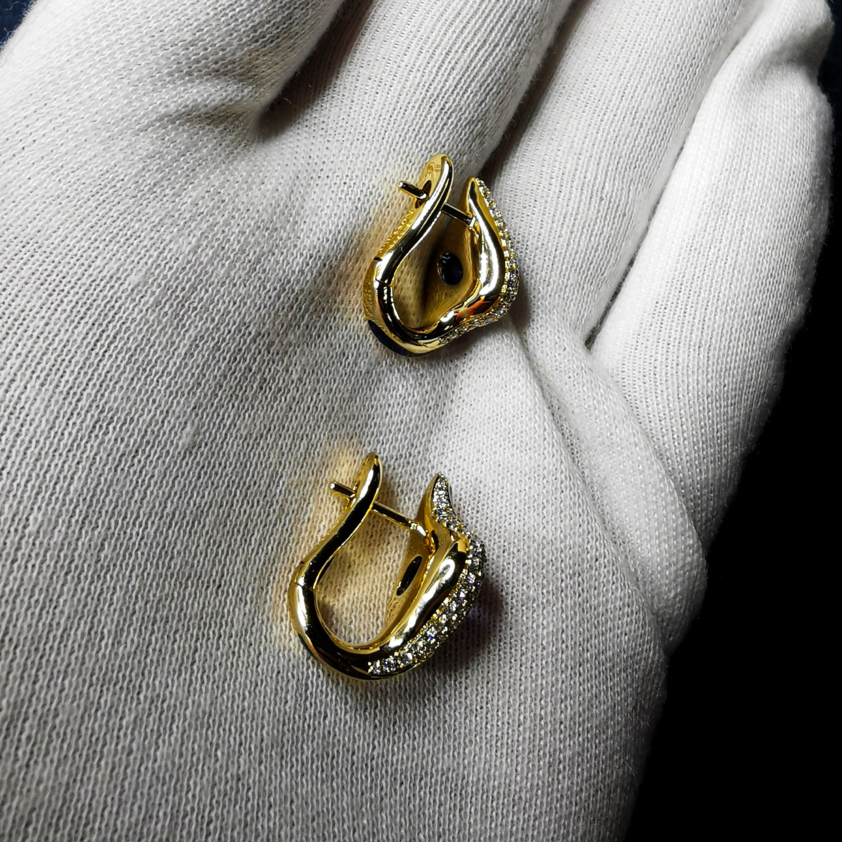 Enamel, Tanzanite, Diamonds 18K Yellow Gold Earrings, E 0123-0