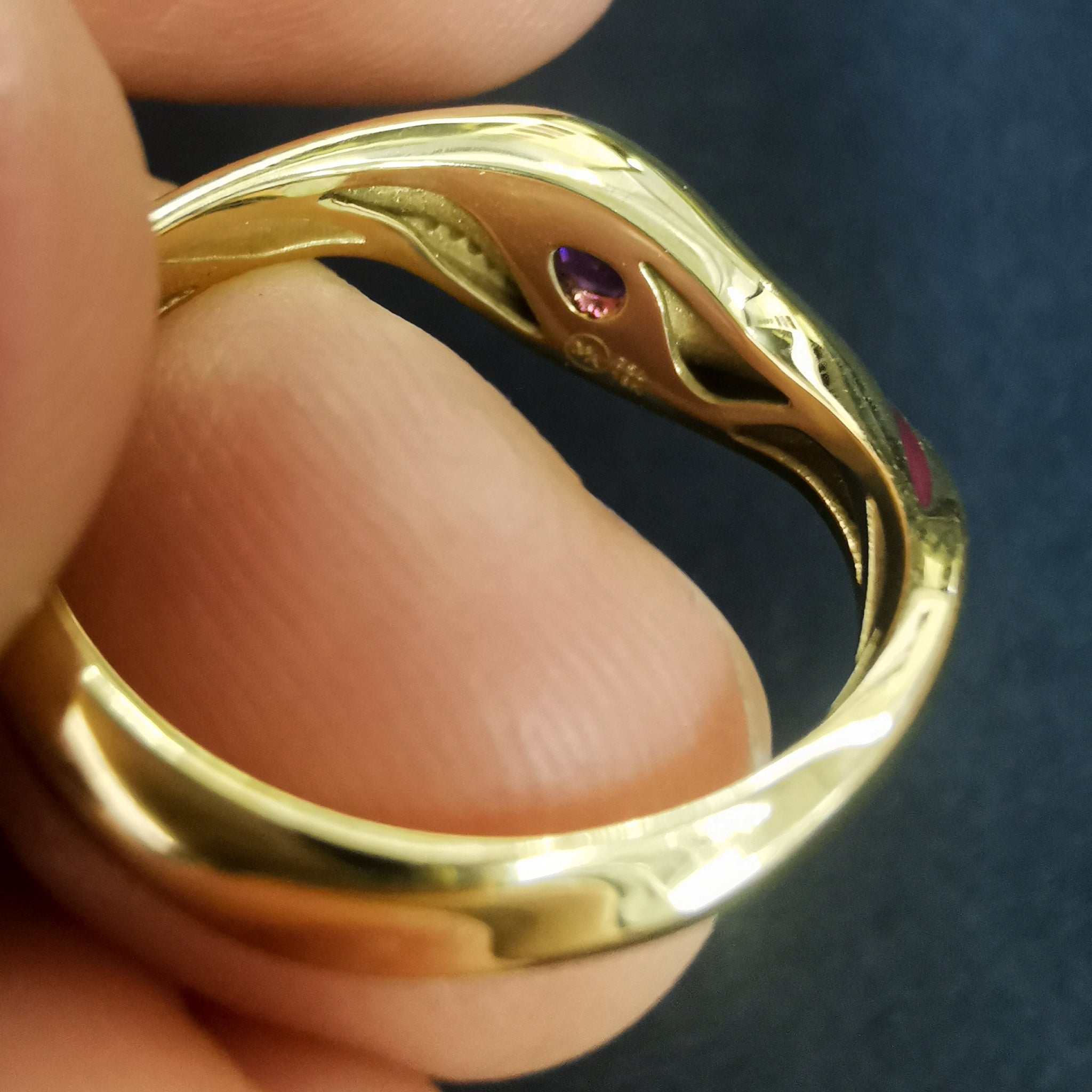 Enamel, Rubellite, Diamonds 18K Yellow Gold Ring, R 0123-7