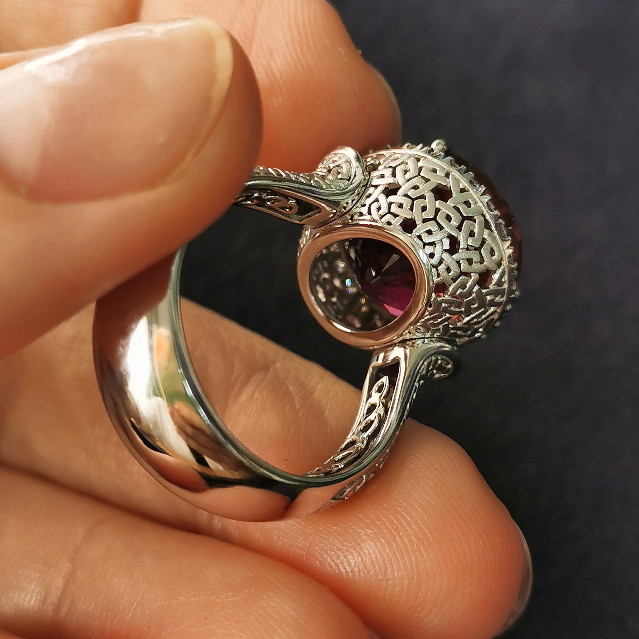 Rubellite, Diamonds 18K White Gold Ring, R 0144-1