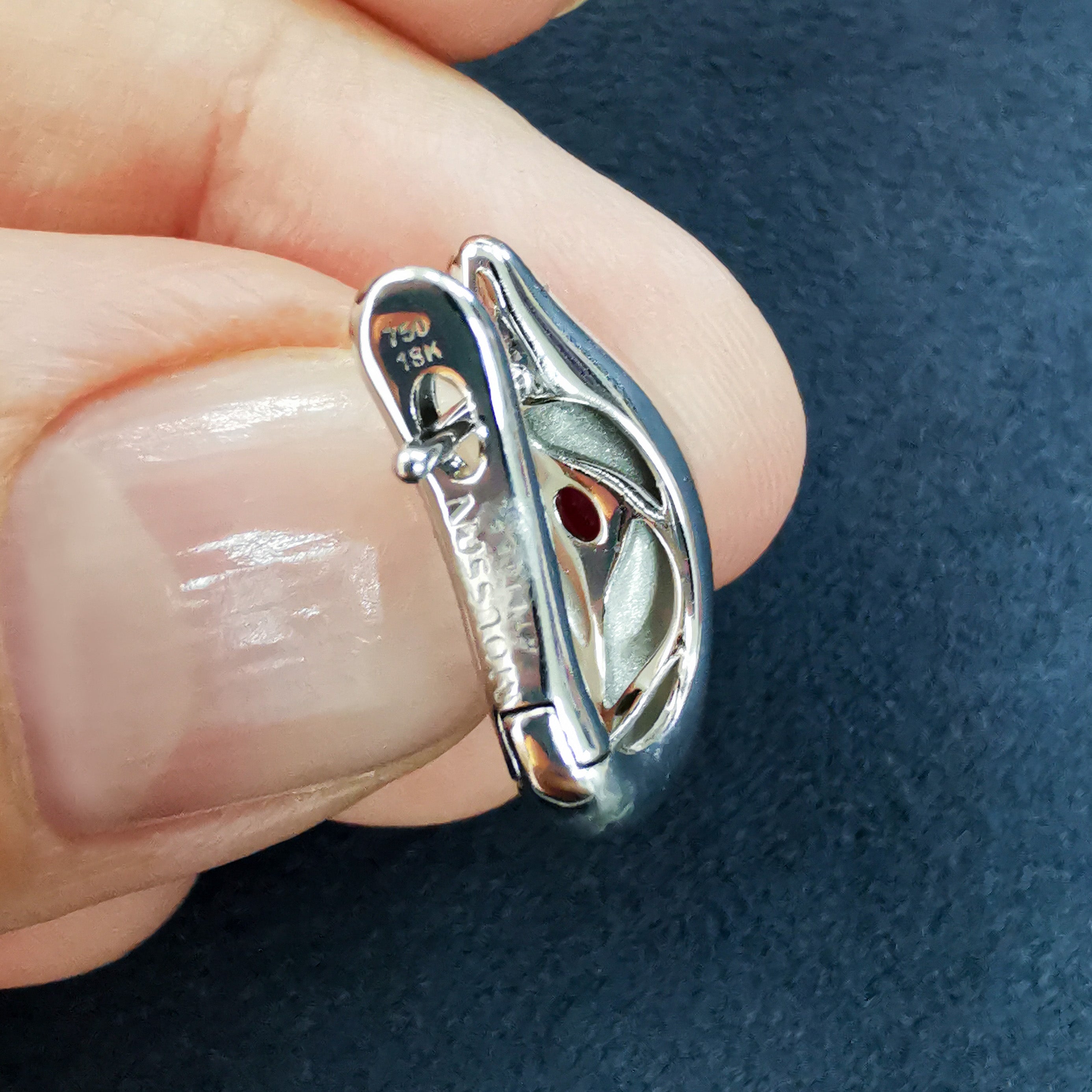 Enamel, Ruby, Diamonds 18K White Gold Earrings, E 0123-60