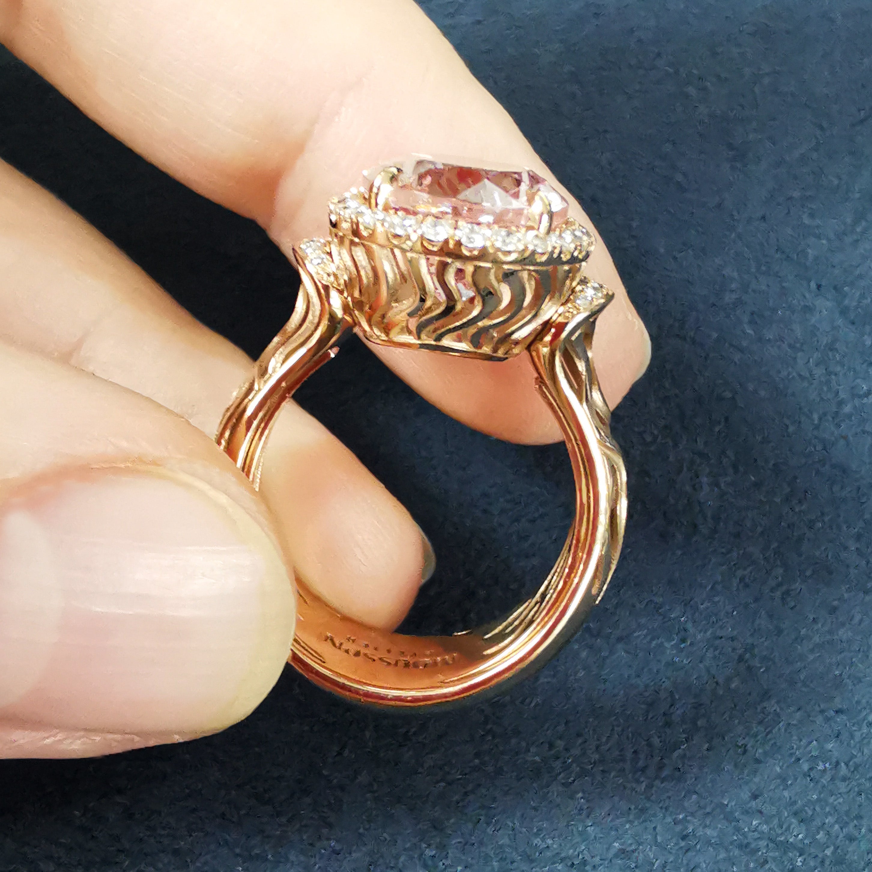 Morganite, Diamonds 18K Rose Gold Ring, R 0144-0