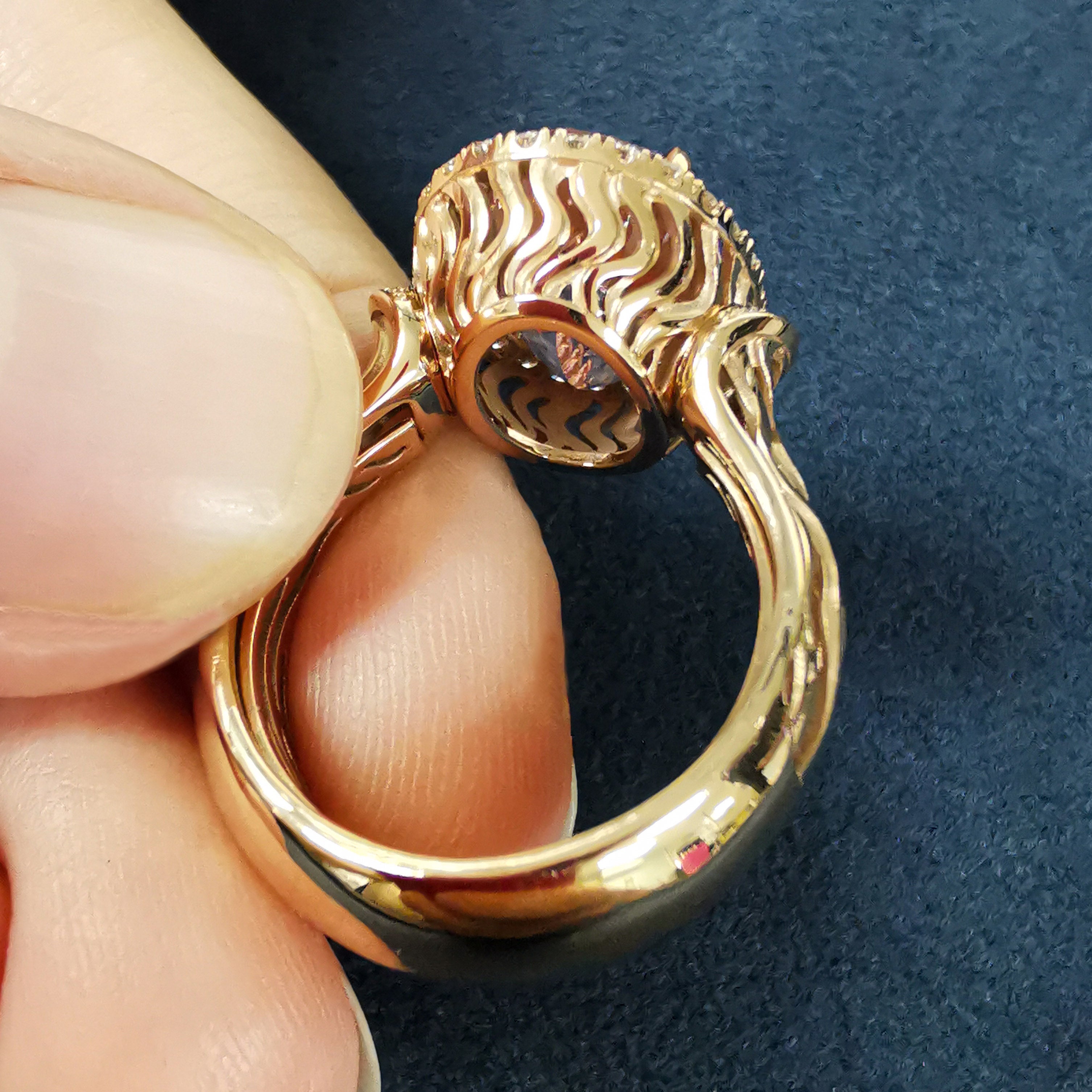 R 0144-0, 18K Rose Gold, Morganite, Diamonds Ring