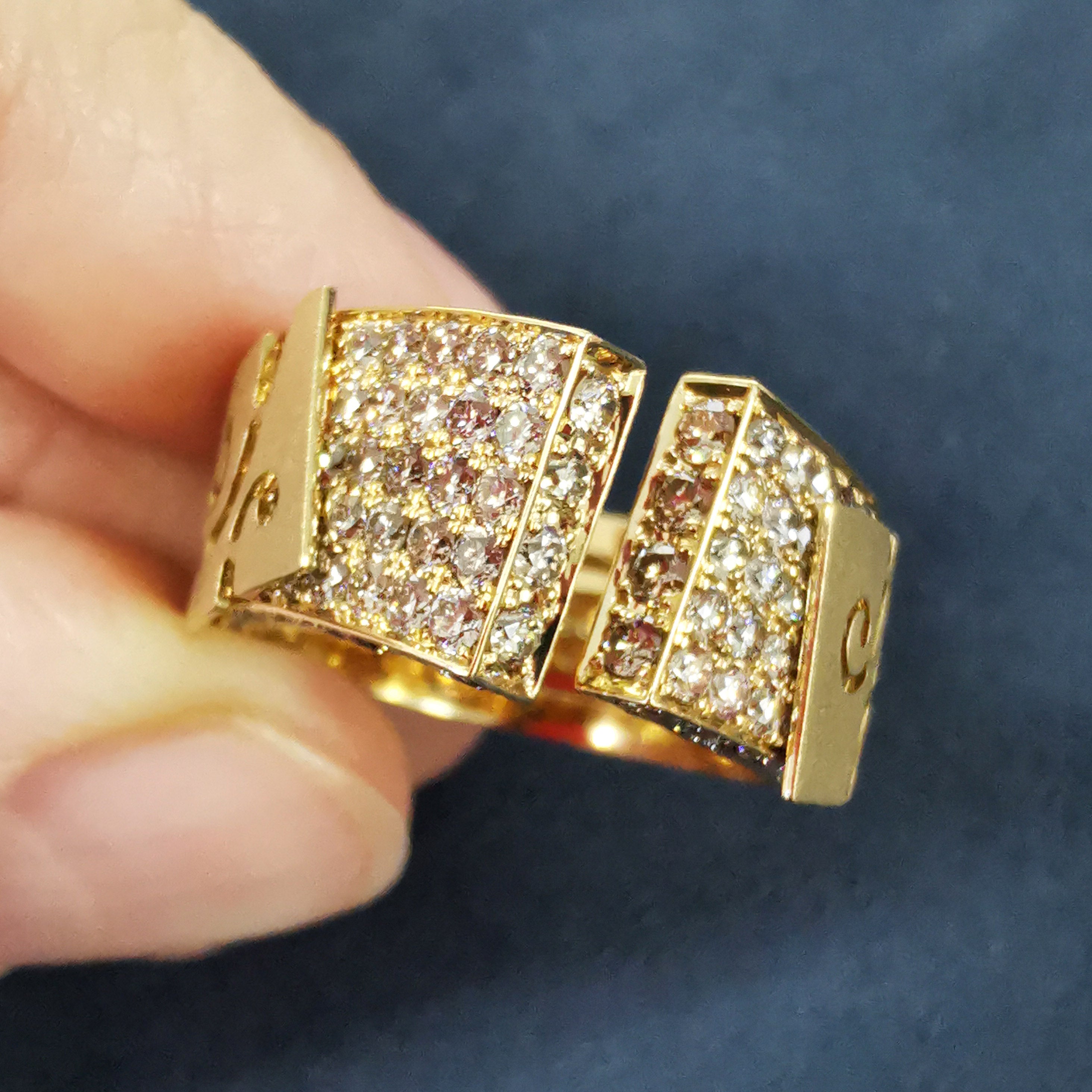 Champagne Diamonds 18K Yellow Gold Ring, R 0003-1