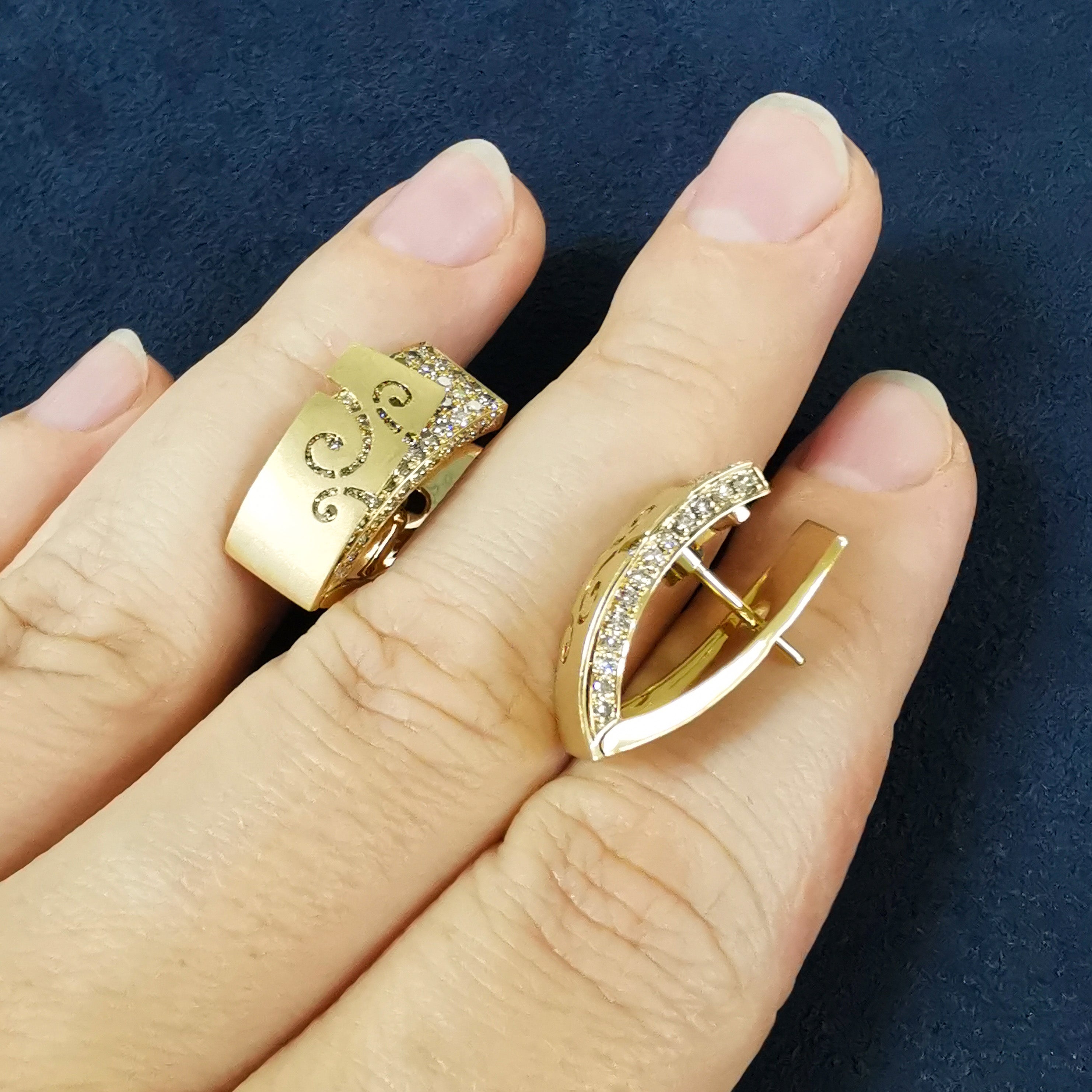 Champagne Diamonds 18K Yellow Gold Earrings, E 0003-3