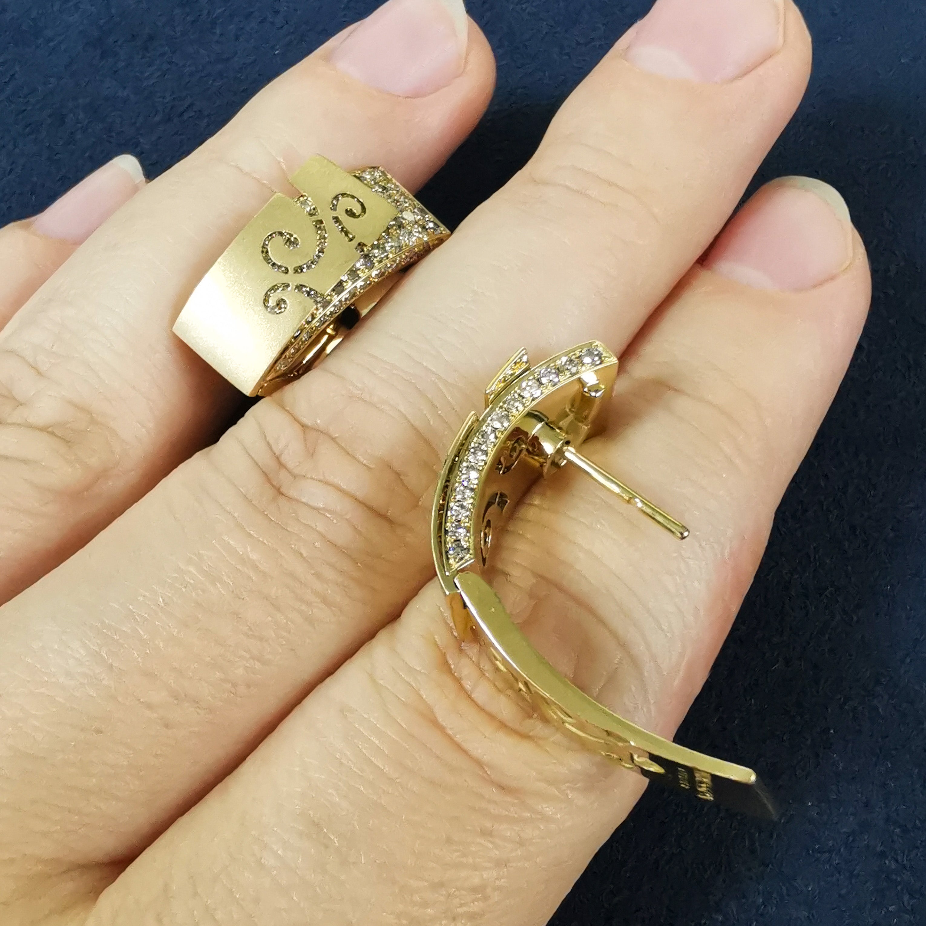 Champagne Diamonds 18K Yellow Gold Earrings, E 0003-3