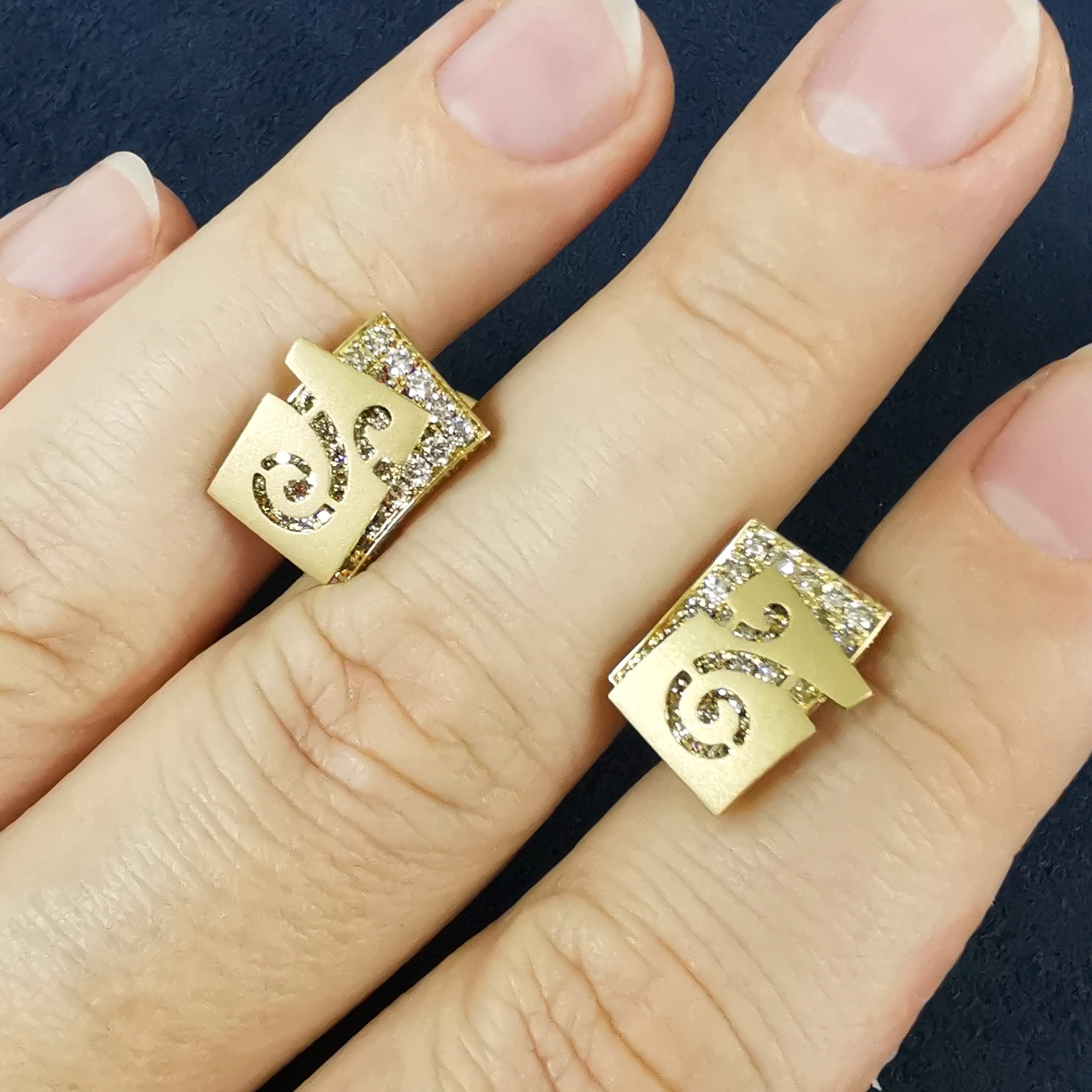 Champagne Diamonds 18K Yellow Gold Earrings, E 0003-4