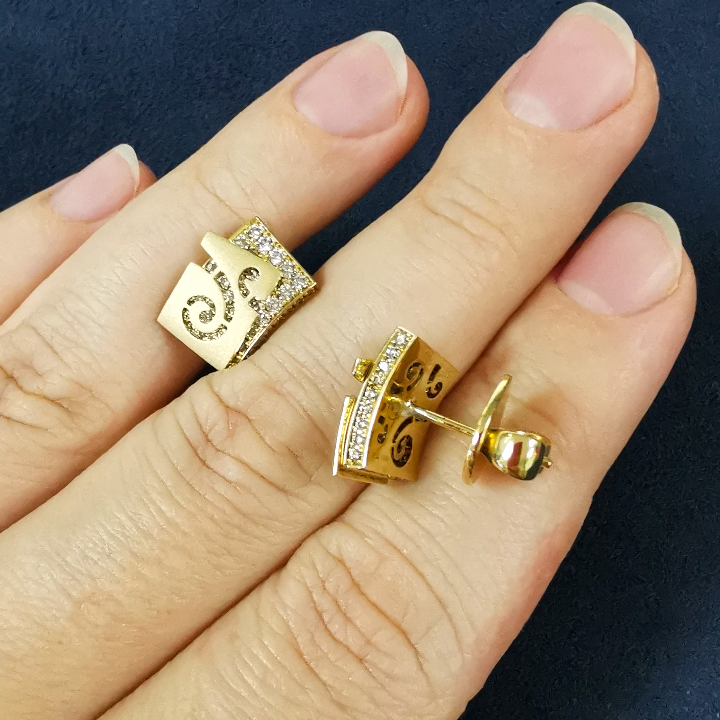Champagne Diamonds 18K Yellow Gold Earrings, E 0003-4