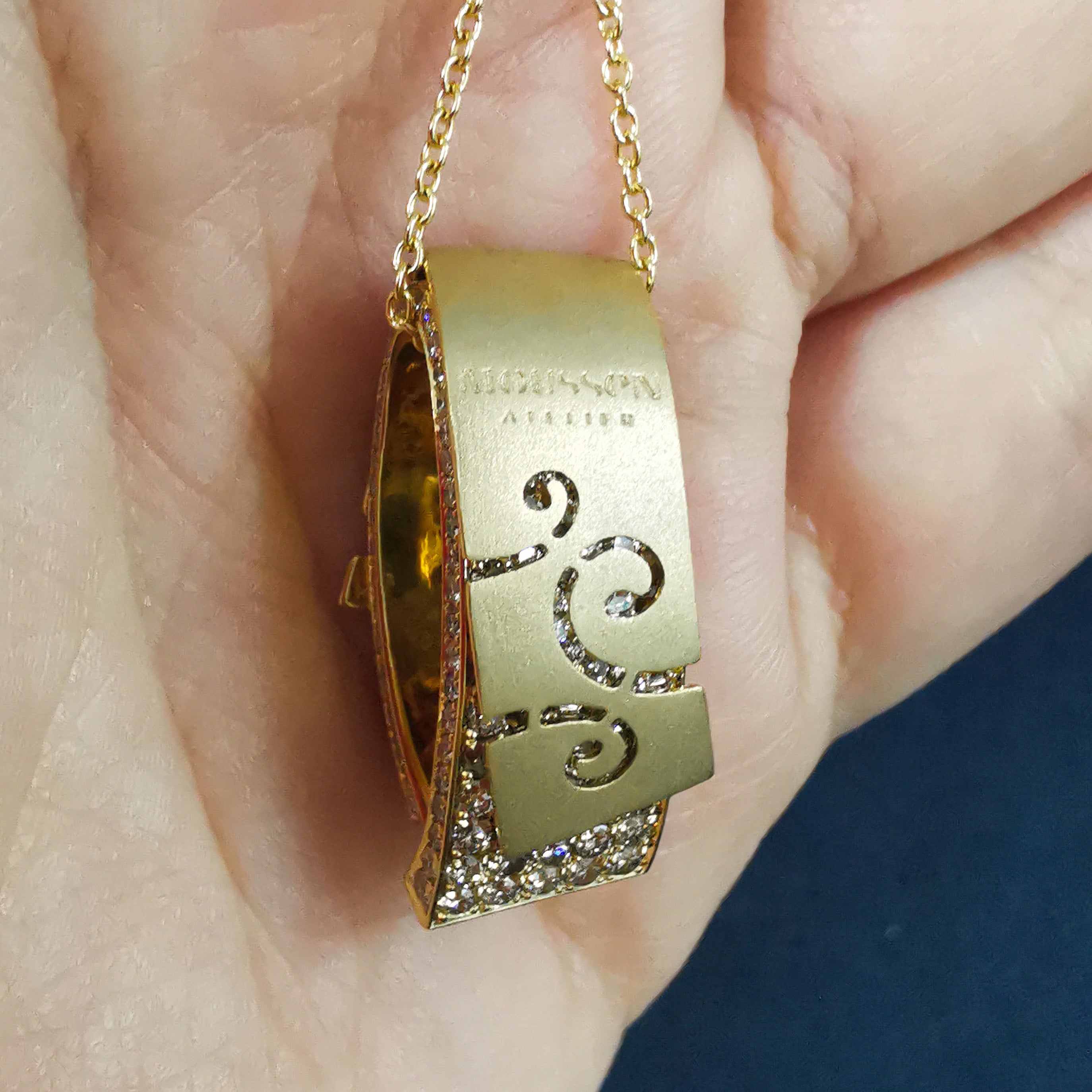 Champagne Diamonds 18K Yellow Gold Pendant, P 0003-1