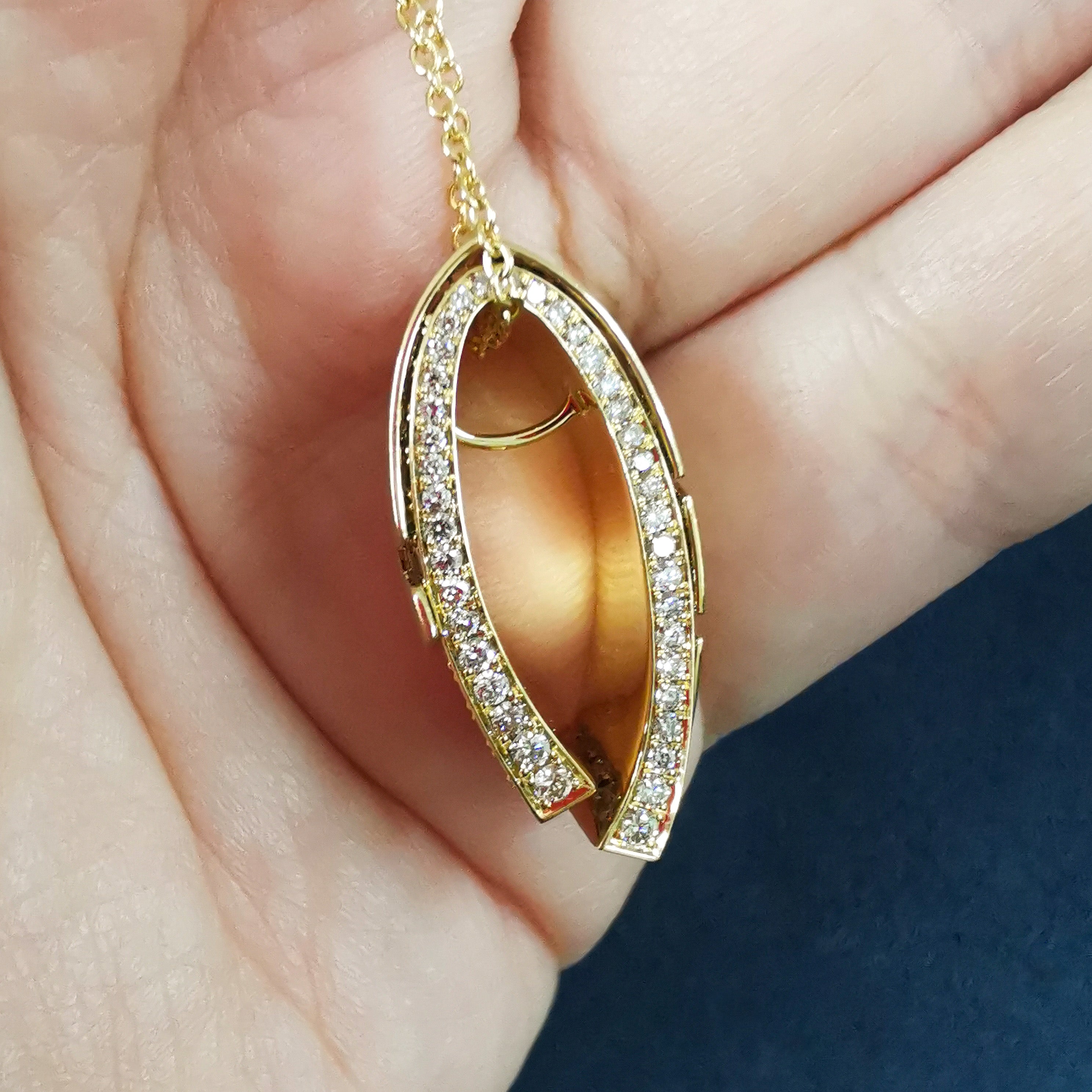 Champagne Diamonds 18K Yellow Gold Pendant, P 0003-1