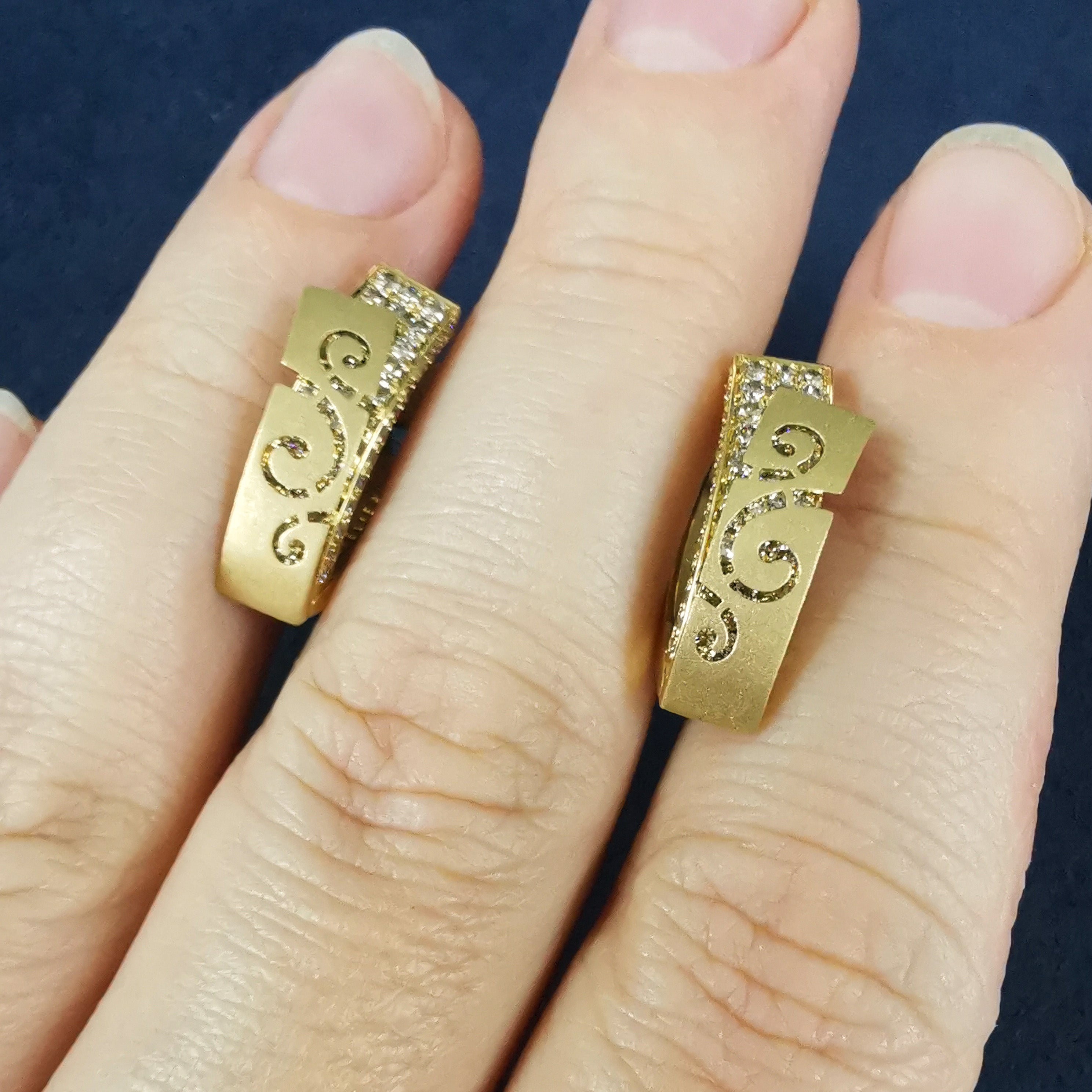 Champagne 18K Yellow Gold Diamonds Earrings, E 0003-1