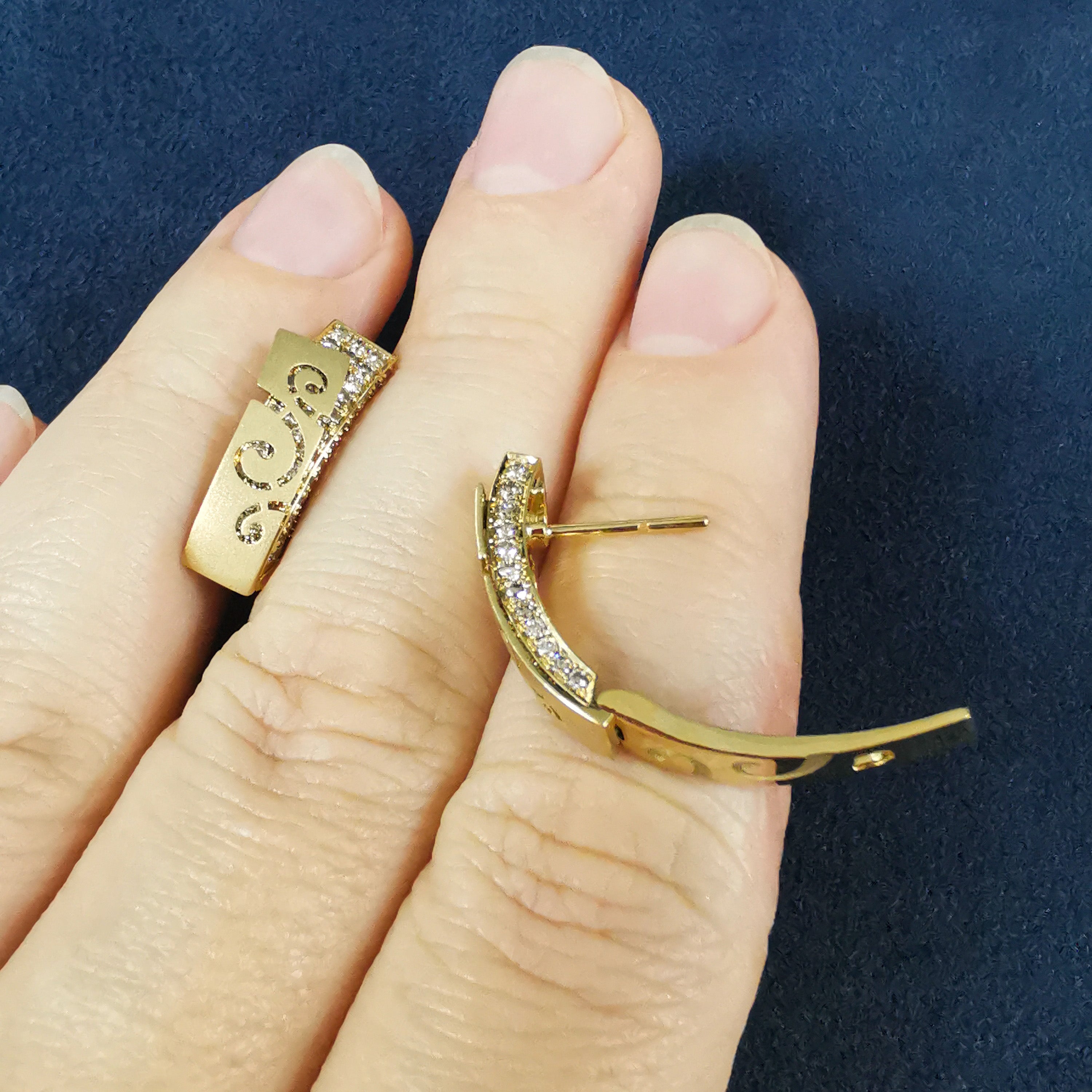 Champagne 18K Yellow Gold Diamonds Earrings, E 0003-1