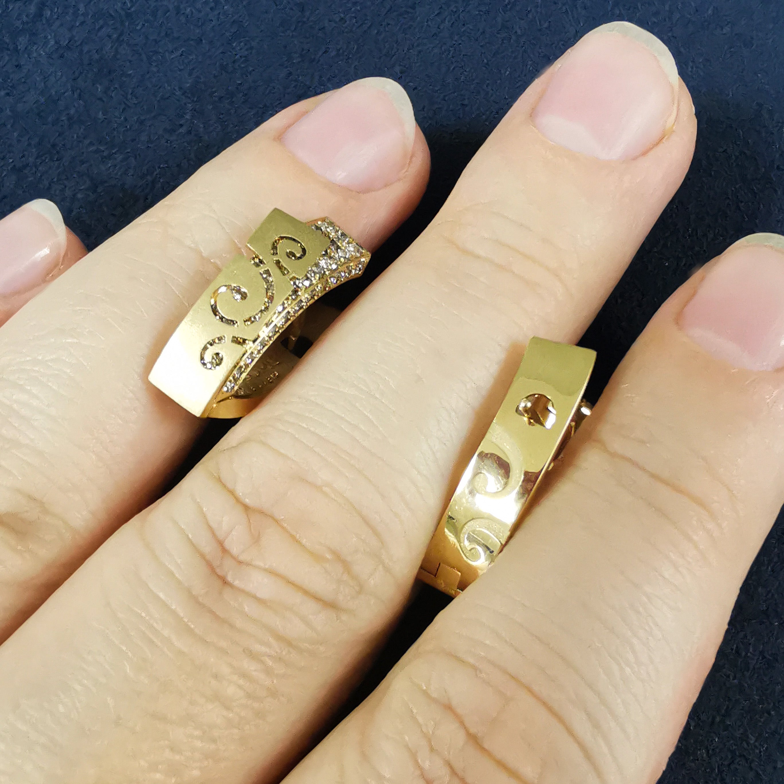 Champagne 18K Yellow Gold Diamonds Earrings, E 0003-1